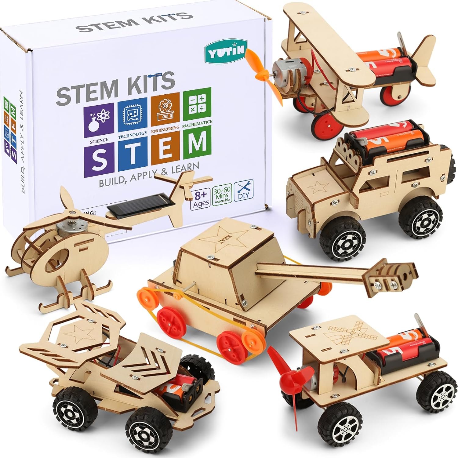 STEM Kits for Kids Age 8-10 10-12, 6 Set Wood Building Projects Crafts 6-8 | Science Model Car Kits for Kids Age 8-12, Wooden 3D Puzzles, STEM Toys for Boys 8 9 10 12 13 Year Old Birthday Gifts