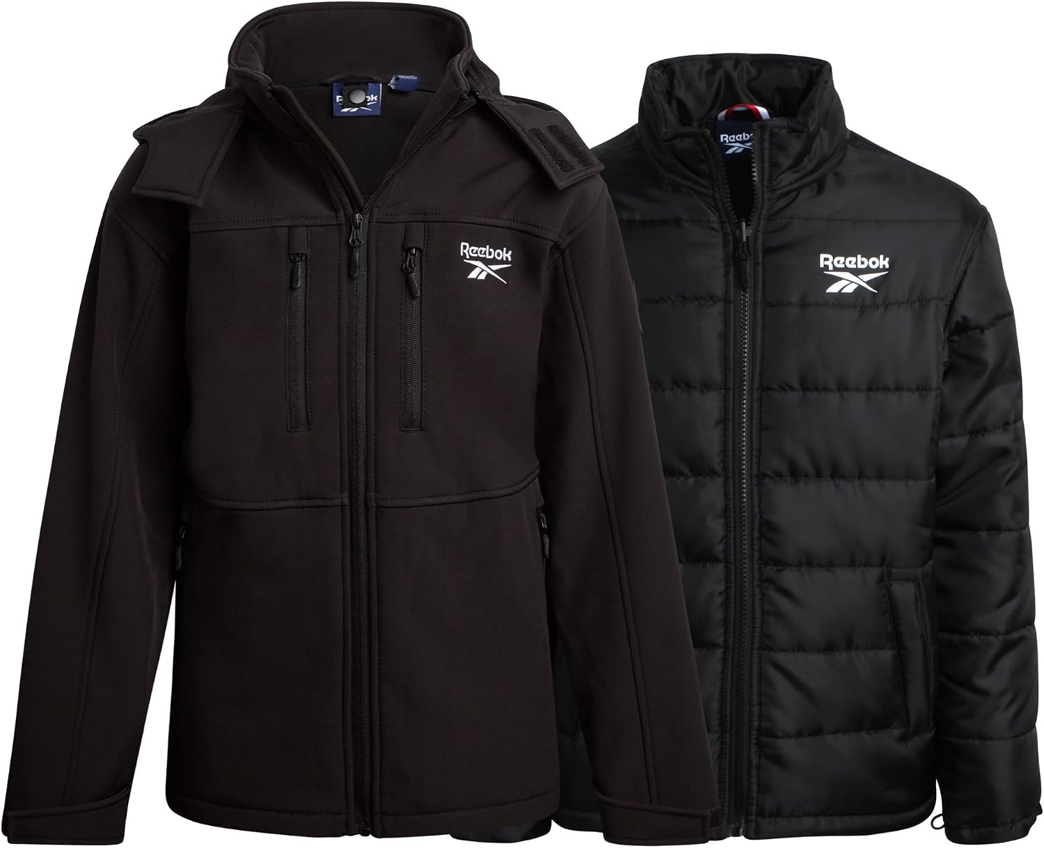 Reebok Boys Winter Jacket -3 in 1 Systems Softshell with Puffer Ski Jacket | Removable Layers Mix and Match for Changing Weather, Insulated Interior, Deep Pockets and Tall Collar Block Wind and Rain