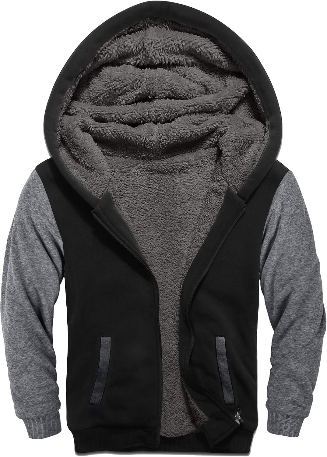 SWISSWELL Hooded Jacket for Boys Full Zip Ultra Soft Sherpa Fleece Hoodie Sweatshirt for Kids School Hooded Outerwear