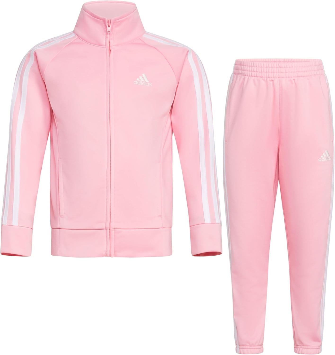 adidas Little Girl’s Zip Front Classic Tricot Jacket and Joggers Set