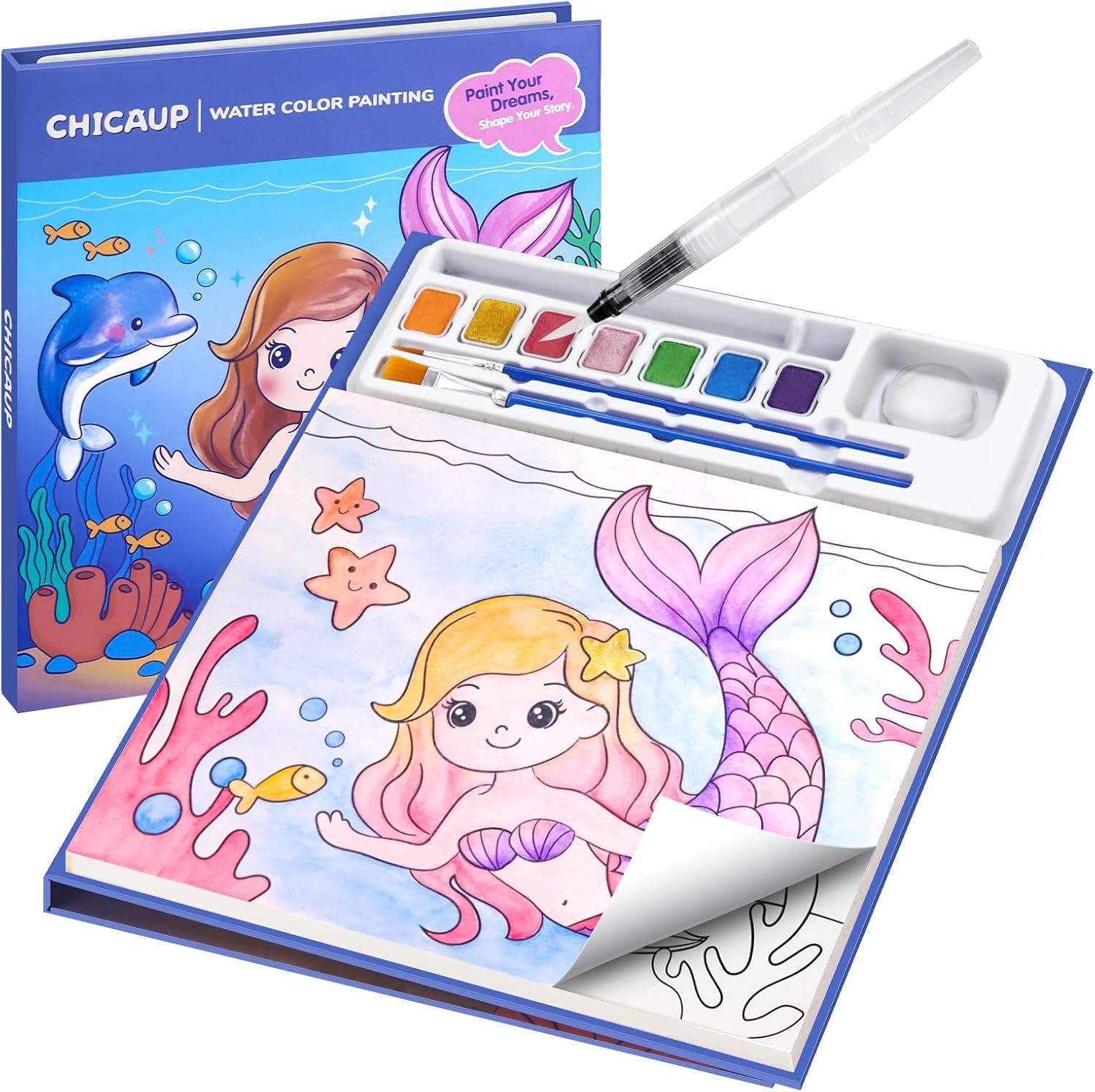 Paint with Water Coloring Books for Kids, Mess Free Watercolor Painting Kit Painting Activity for Kids Ages 3-5 4-8, Arts Crafts Drawing Gift Toy for Boy Girl