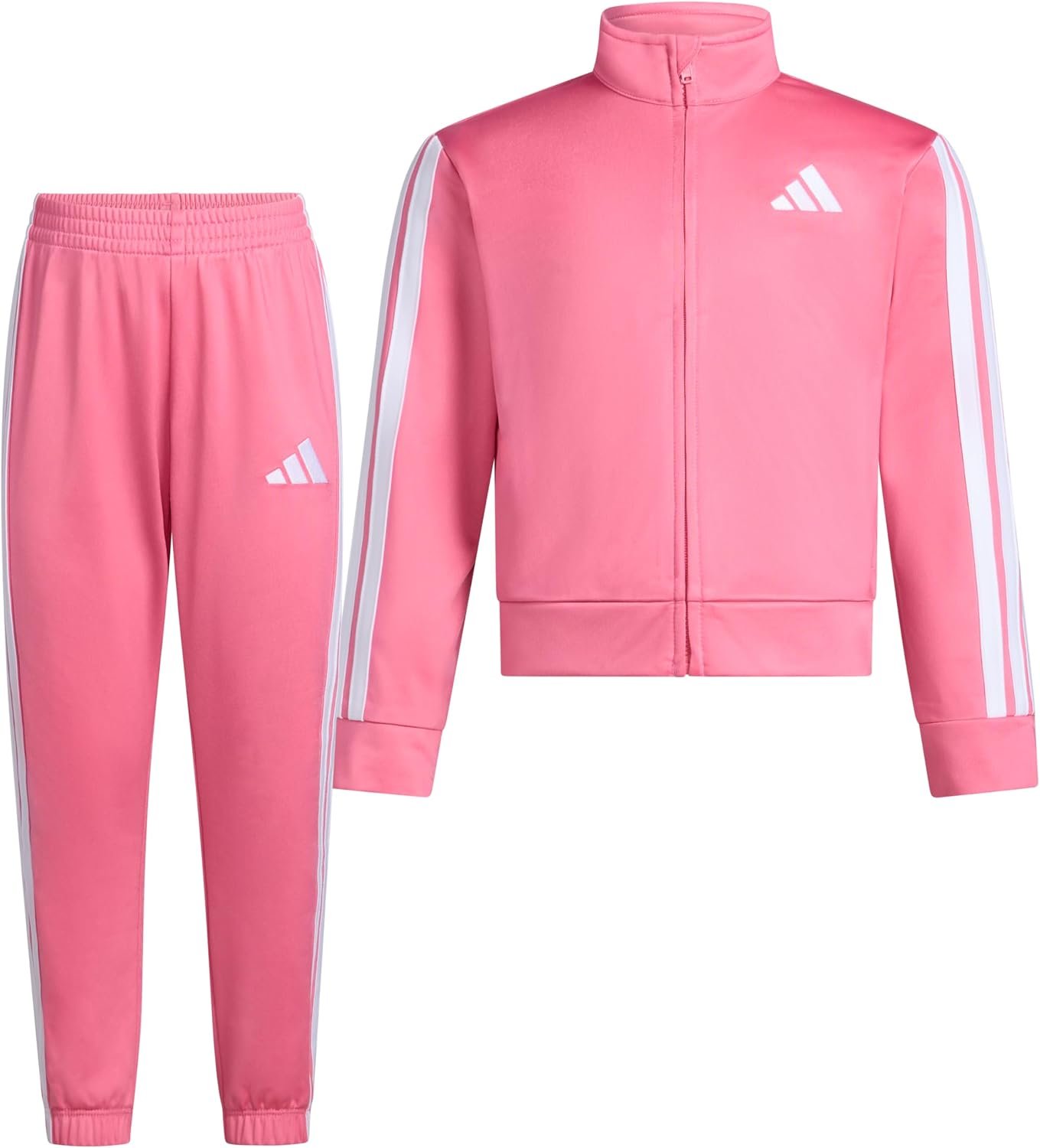 adidas Little Girl’s Zip Front Classic Tricot Jacket and Joggers Set