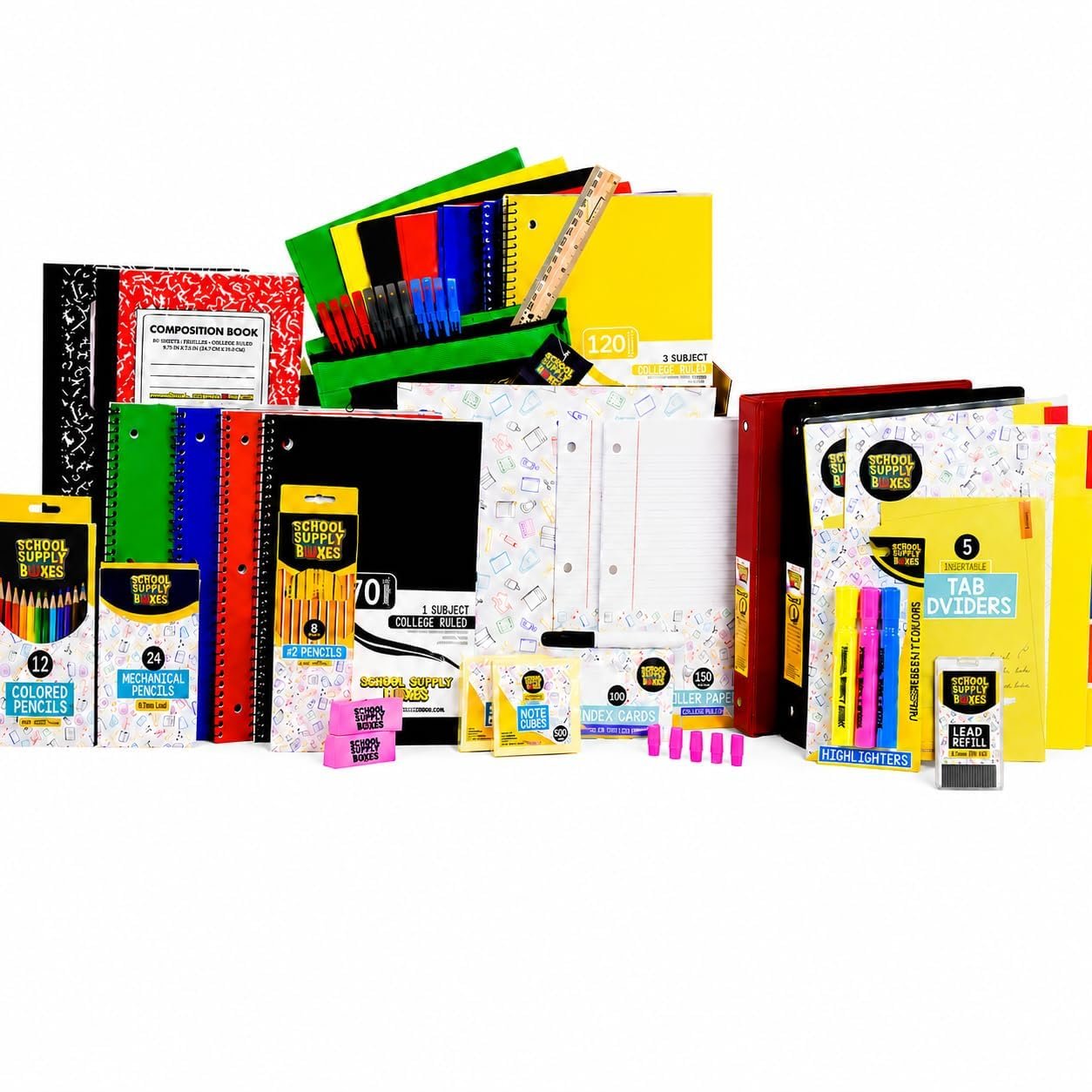 Ultimate High School and College Bundle | 1 Box | School Supply Boxes – Back to School Essentials | Includes Notebooks, Tab Dividers, Pencils, Highlighters, & More