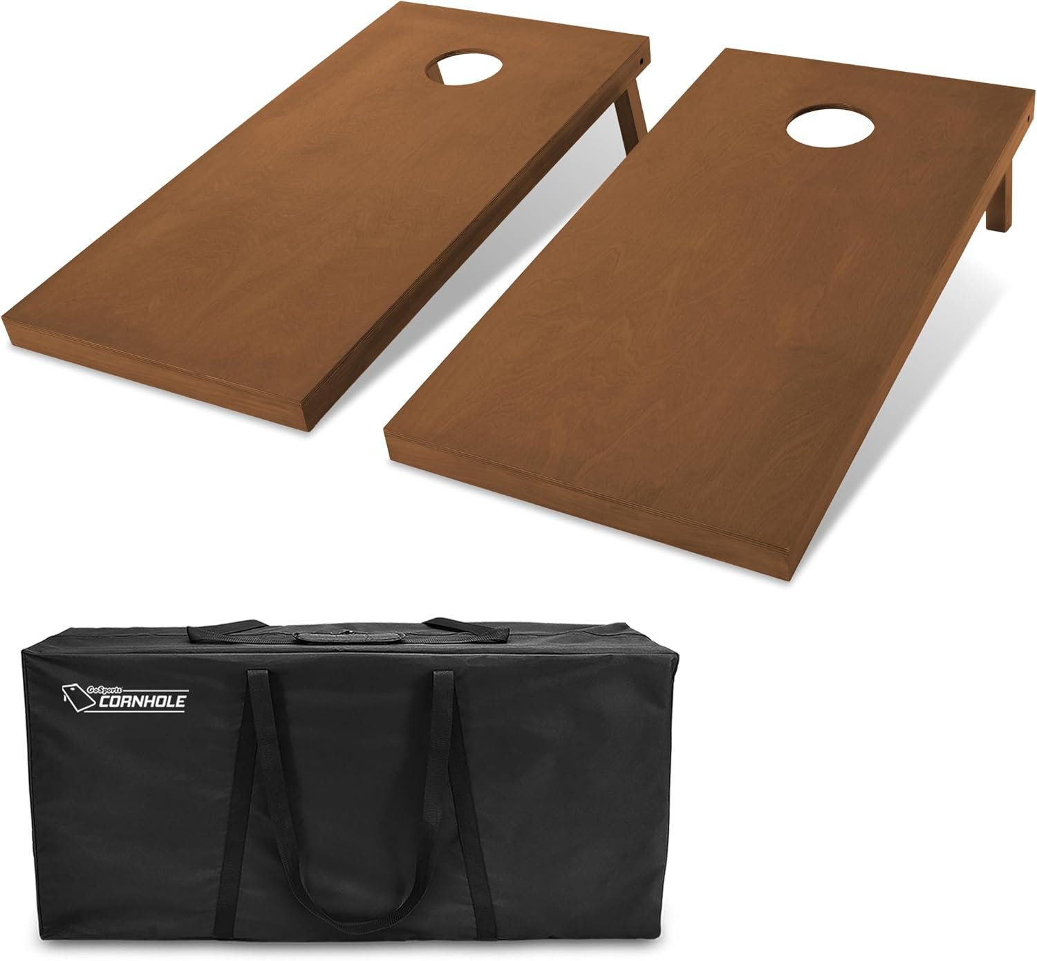 GoSports 4 ft x 2 ft Regulation Size Wooden Cornhole Boards Set with Dark Brown Finish – Includes Carrying Case