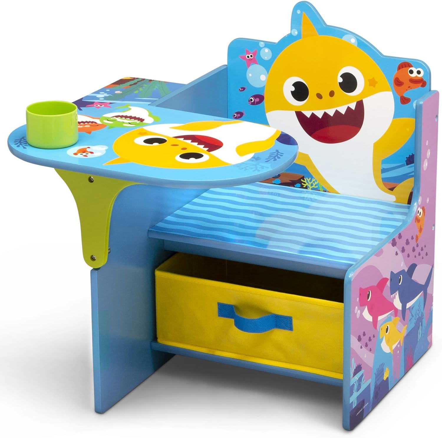 Baby Shark Chair Desk with Storage Bin – Ideal for Arts & Crafts, Snack Time, Homeschooling, Homework & More by Delta Children