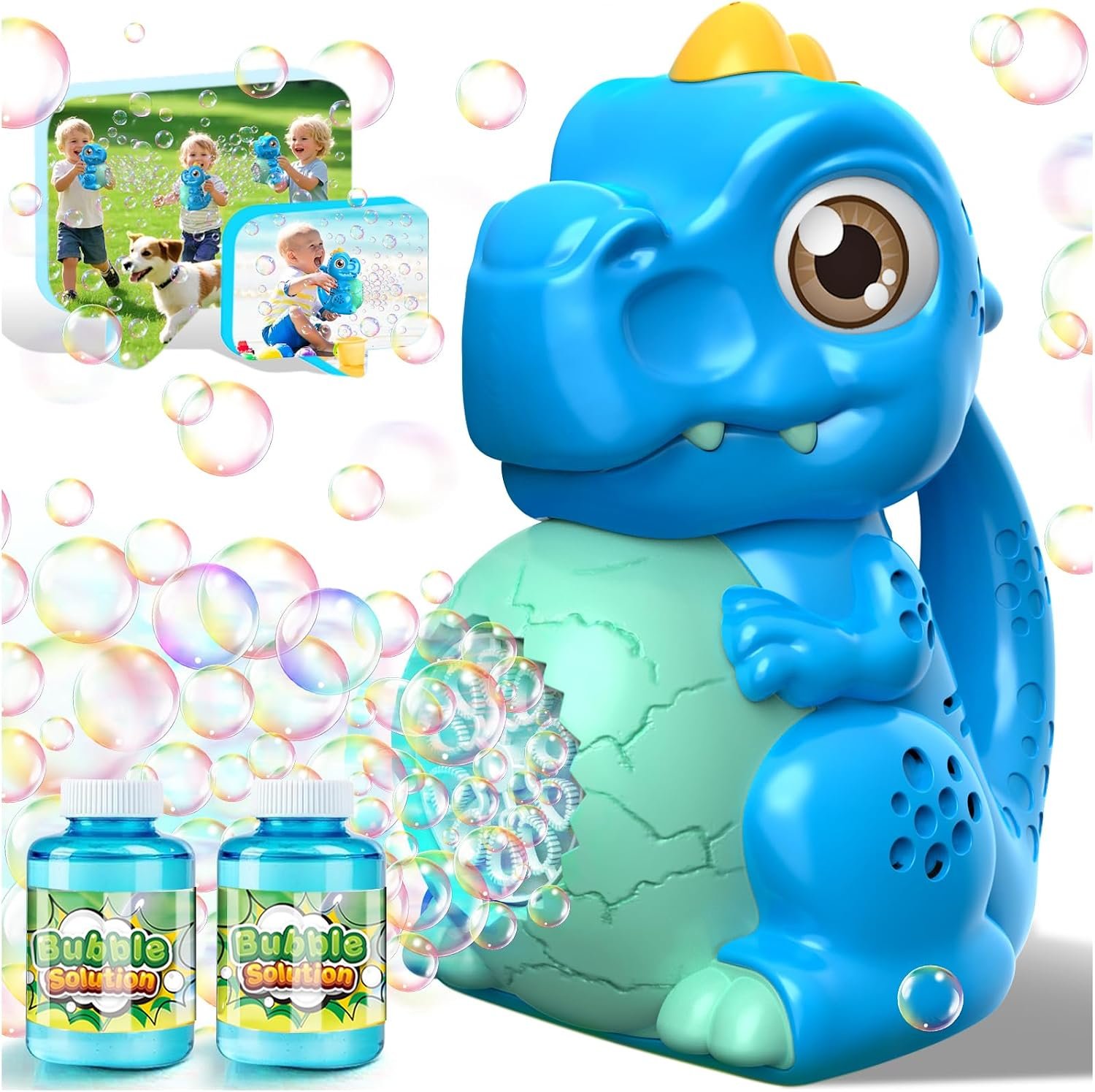 Dinosaur Bubble Machine Toys for Toddlers: Battery-Operated Bubble Maker with Bubble Solution for Kids – Perfect for Outdoor Parties, Yard Fun – Idea Kids Gift for Easter Christmas Birthday