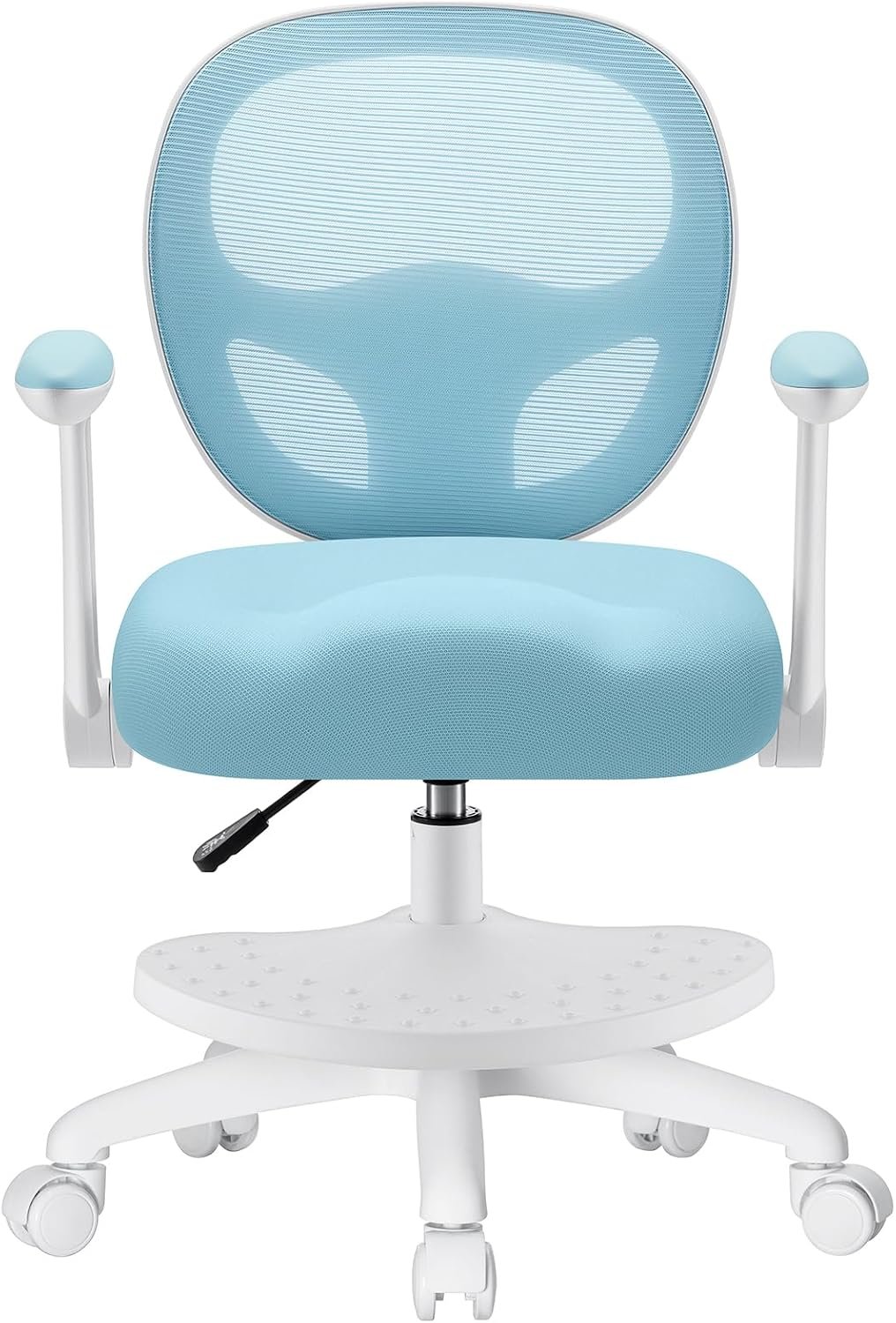 Kids Desk Chair Ergonomic Study Chair with Flipped Armrest Footrest-Blue | Adjustable Height Swivel Kids Computer Chair Mesh Desk Chair for Boys Girls Children at Home Bedroom Study Room
