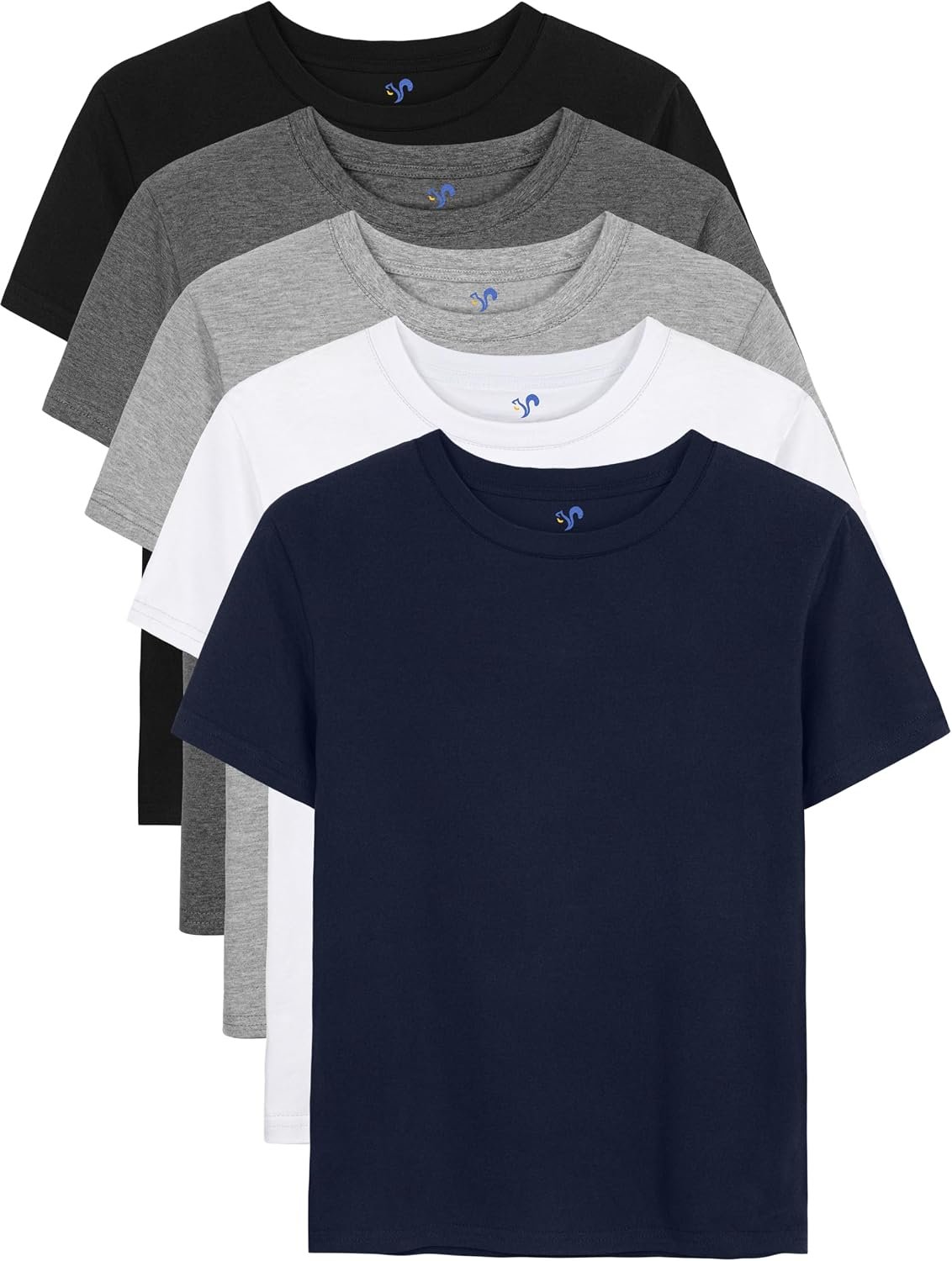5 Pack Boys Shirts Short Sleeve T-Shirts Cotton Tshirts Toddler Clothes | Classic Fit Tees for 2T-18Y, Soft Breathable Tops, Mix & Match Clothes for School, Play, Daily Wear, Long-lasting & Easy Care