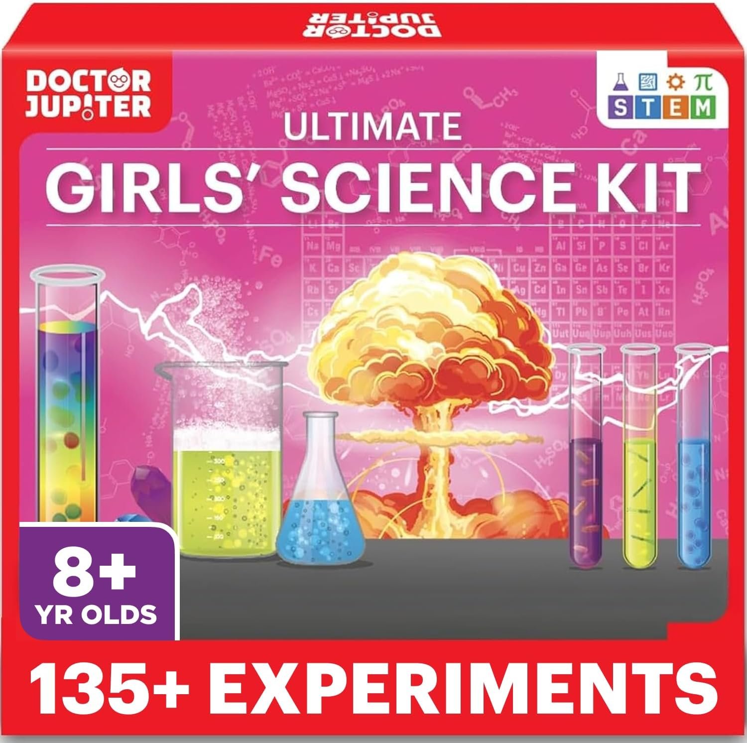 Doctor Jupiter Girls’ Science Kit for Kids Ages 8-10-12-14 | Birthday Gift Ideas for 8,9,10+ Year Old Girls | Chemistry Set, STEM Toy Kit with 135+ Experiments | Learning & Educational Projects