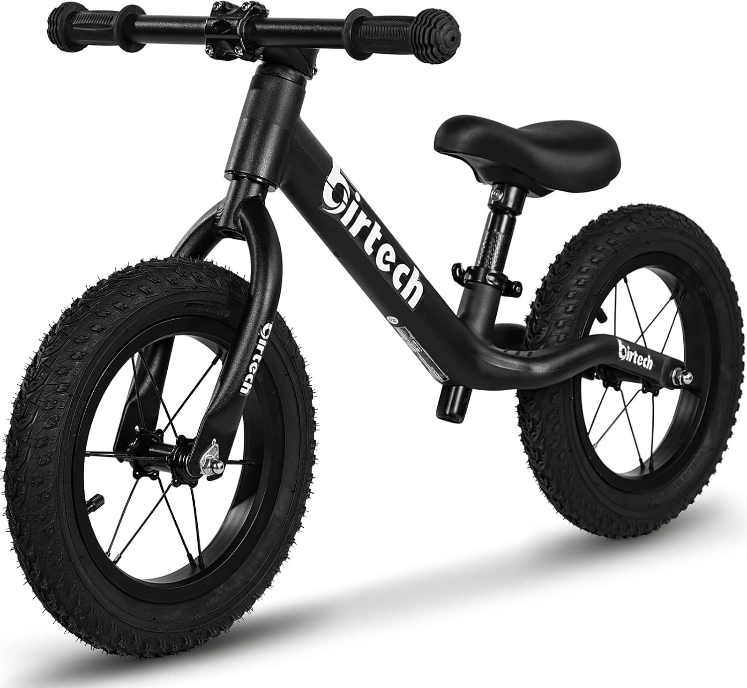 Birtech 12″ Balance Bike for Boys and Girls 2-5 Year Old, Kids No Pedal Walking Bike with Inflatable Rubber Tires and Adjustable Seat, Training Bike Indoor Outdoor, Gift for Toddlers