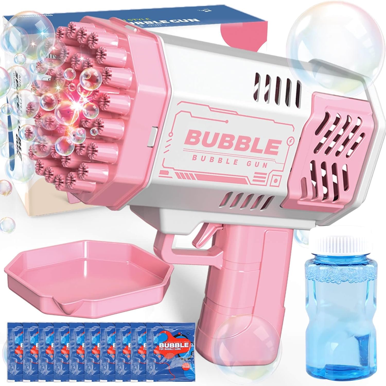 JONEG Bubble Gun, Toys for 3-8 Year Old Boys Girls Kids, Birthday Gifts | Bubble Machine with Bubble Solution, Gifts for 3 4 5 6 7 8 Years Old Birthday Age 4-6 Outdoor Bubbles Blower Maker