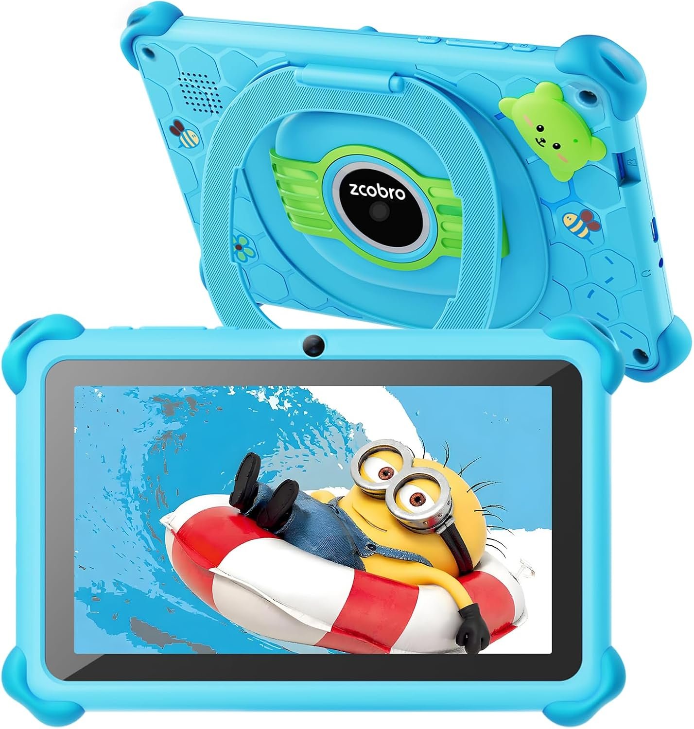zcobro Kids Tablet Toddler 7 inch Kids Learning Tablet 32GB WiFi Tablets with Shockproof Case, YouTube, GMS, Parental Control, Dual Camera for Boys Girls Preinstalled Educational Games, Blue