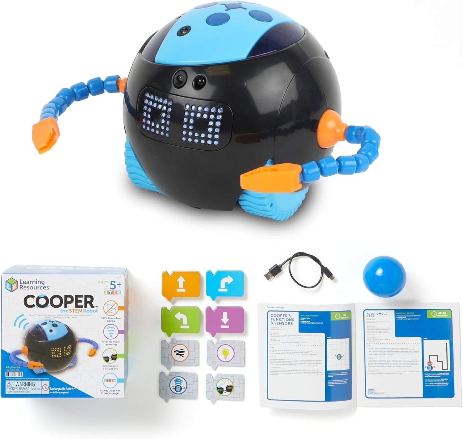 Learning Resources Cooper the STEM Robot | Coding Toy for Kids, Interactive STEM Robot for Classroom, Rechargeable Programming Toy, Ages 5+