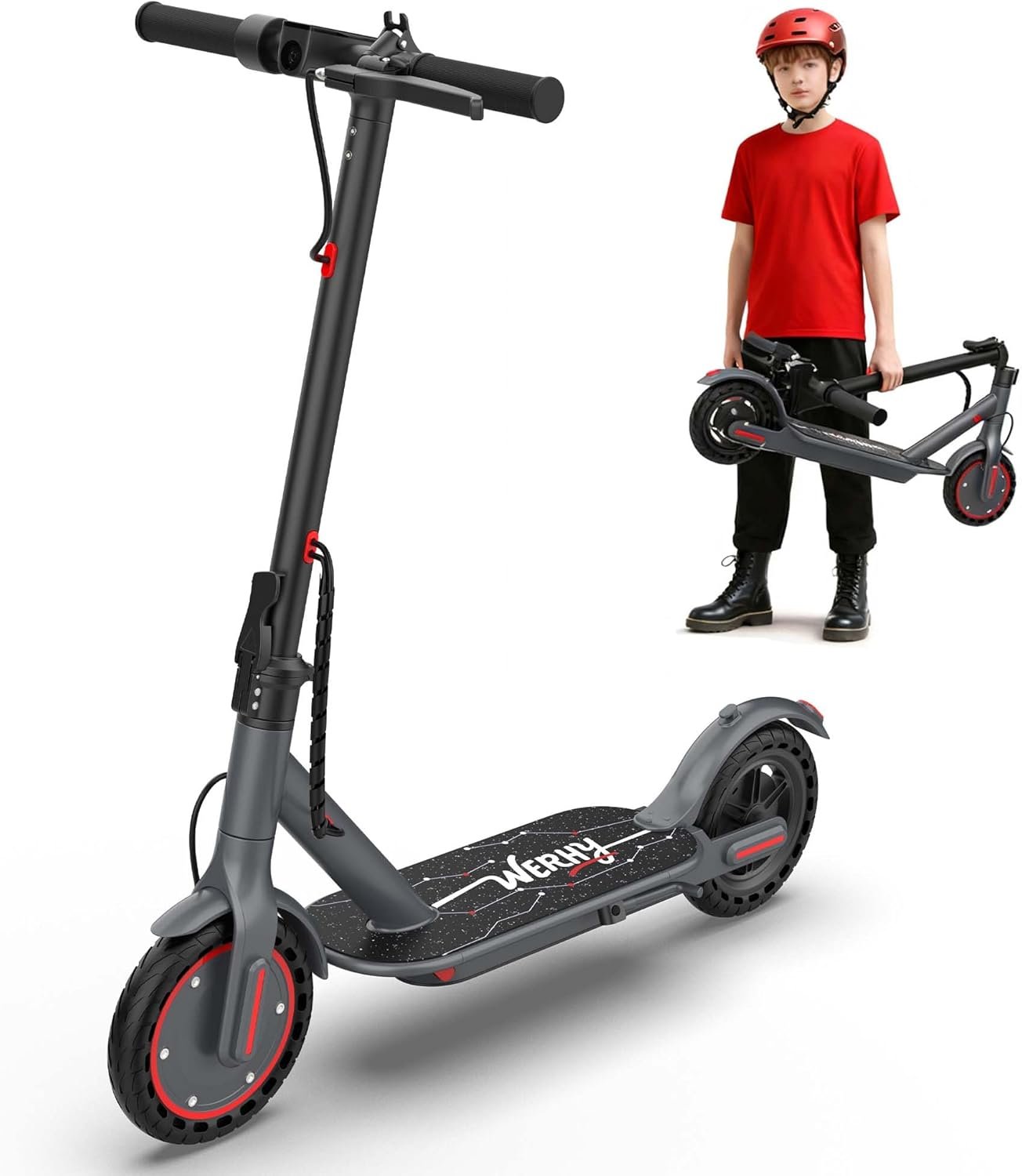 Electric Scooter, 350W Strong Motor, Up to 19 MPH, E/D/S 3 Gear Speed, 15 Miles Range, Foldable Lightweight E-Scooter with 8.5 Inch Tires, Smart APP