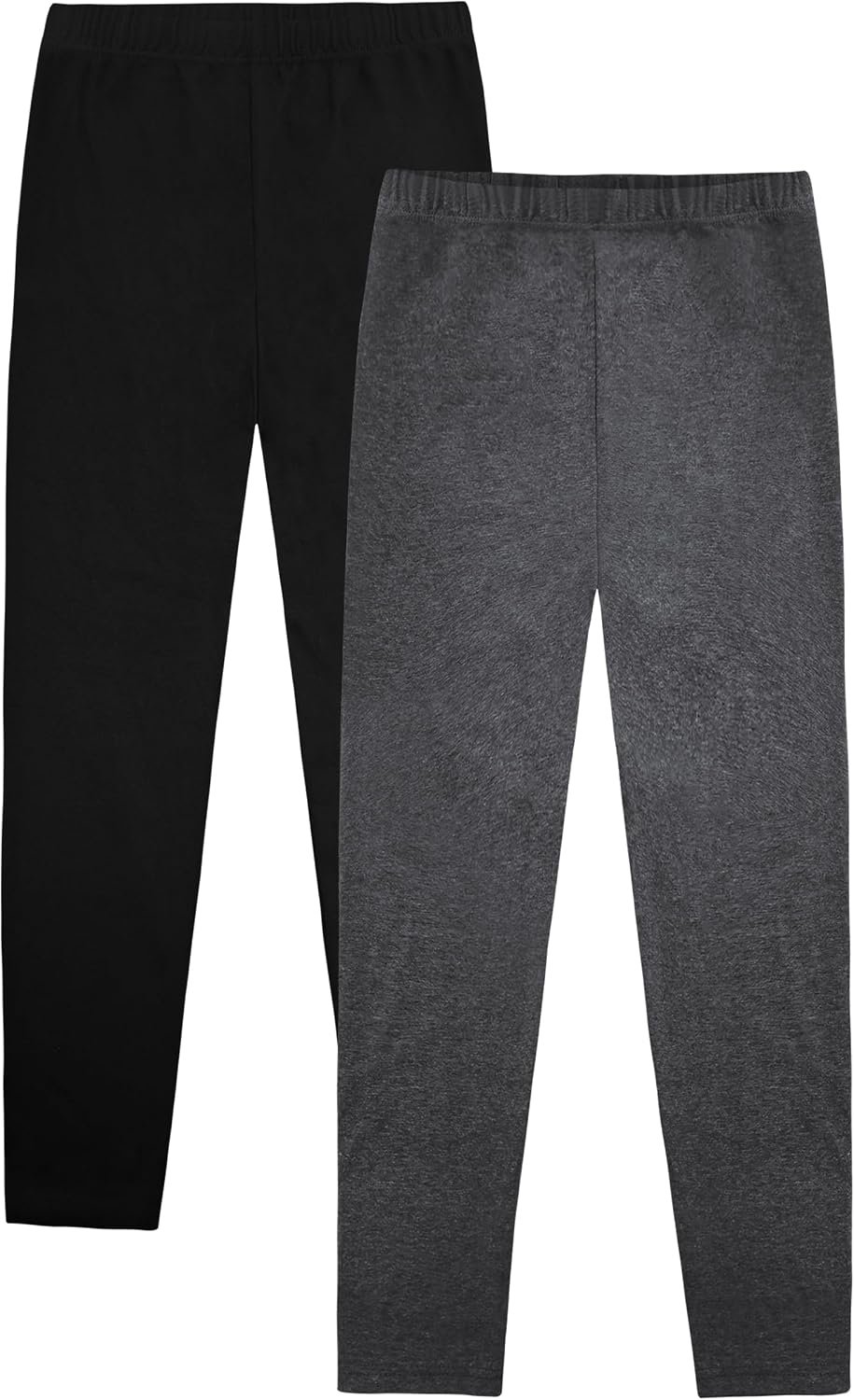 VOGRYE Girls’ Leggings 2-Pack – 95% Cotton Full Length Pants with Elastic Waist, Soft Stretchy Athletic Pants for Kids 3T-7Y