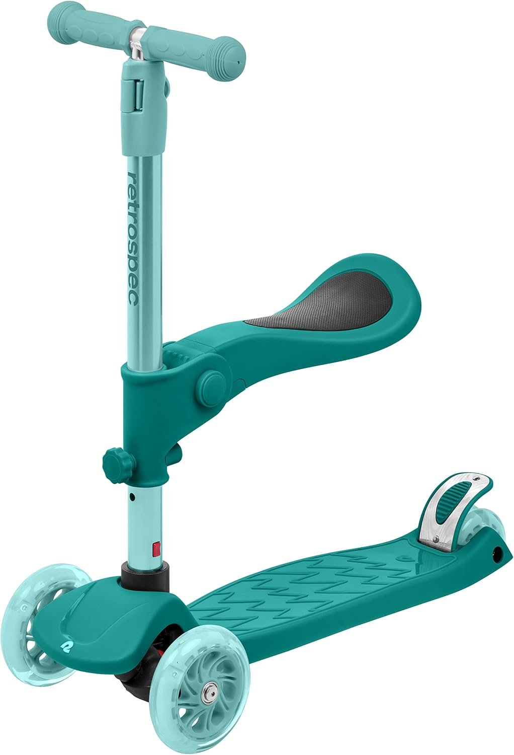 Retrospec Chipmunk Plus Kids’ Kick Scooter 3+ Years – Height Adjustable 3 Wheel Scooters – Learn to Steer, Foldable Seat, LED Lights, & No-Slip Deck