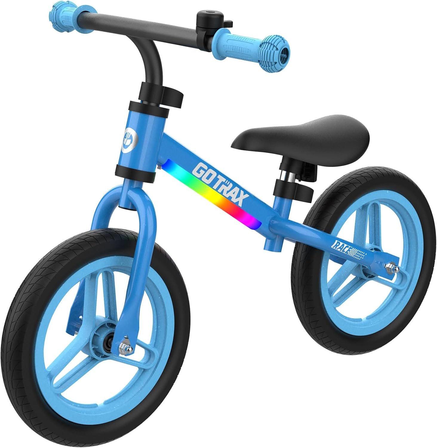 Gotrax KS12 Toddler Balance Bike, 12″ No-Pedal Bike for Boys&Girls Ages 2-5 | Colorful LED Light, Adjustable Seat & Handlebar, Durable EVA Tires, Easy Assembly, Lightweight, Bell, Rear Reflector, Gift