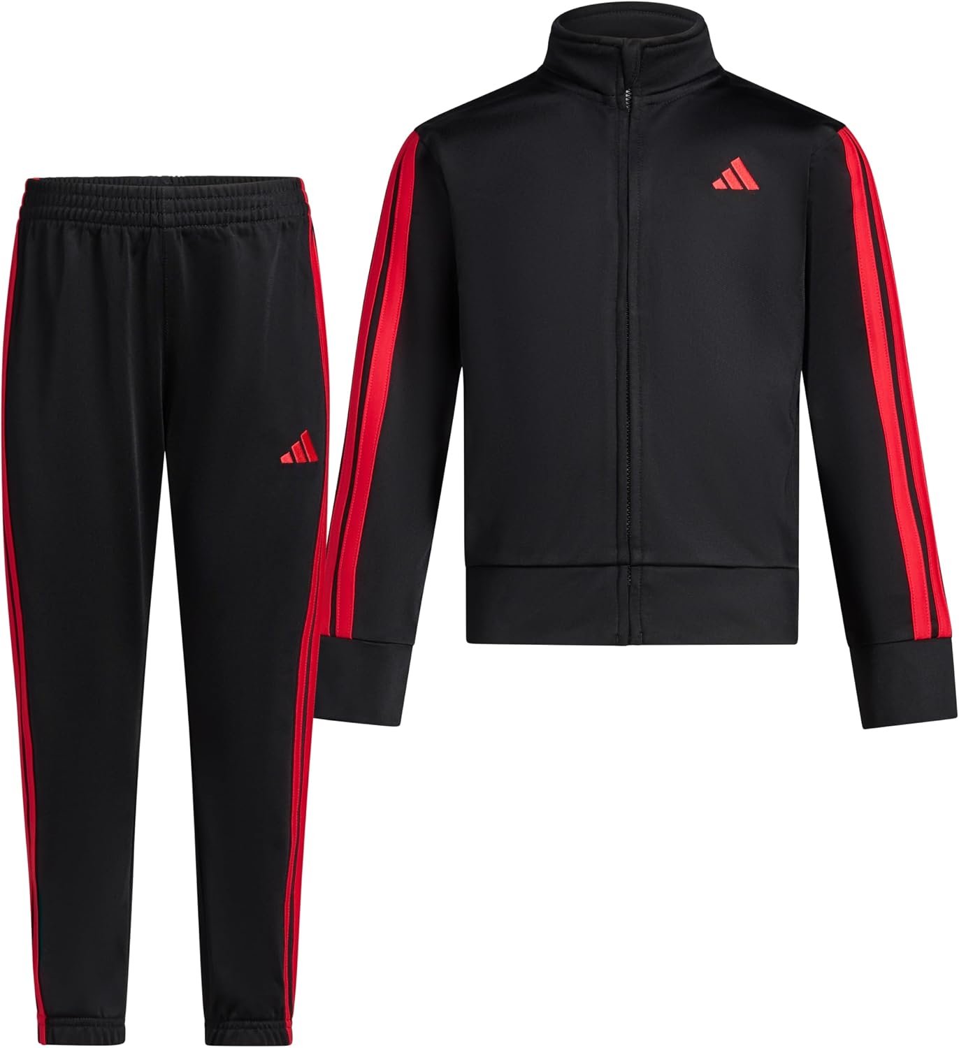 adidas Boys’ 2-Piece Full-Zip Jacket and Jogger Set – Side Pockets and Ribbed Trim, Elastic Waistband, Regular Fit