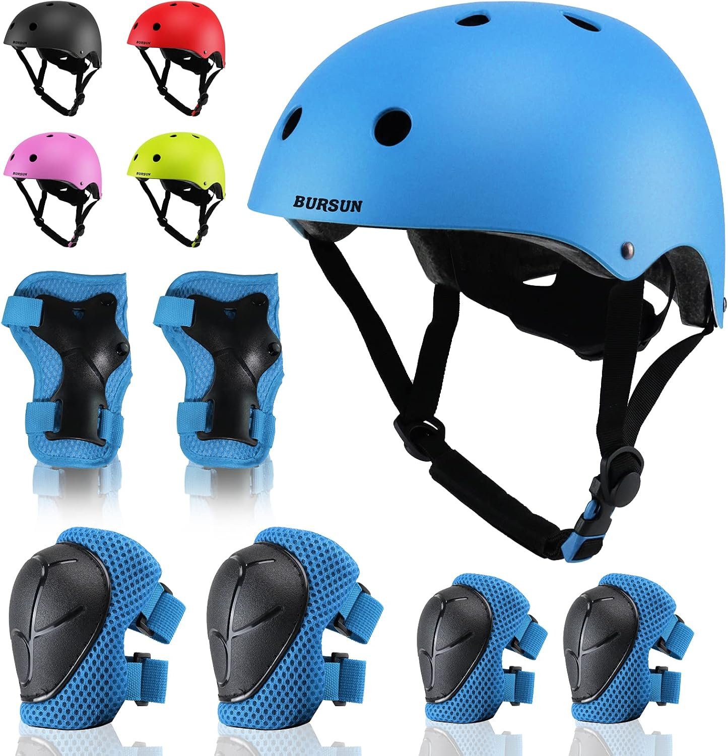 Kids Bike Helmet Adjustable Toddler Bike Helmets for Kids 2-5-8/8-14 Years with Knee Elbow Wrist Pads for GirlsBoys Youth Skateboard Bicycle Helmet for Scooter Roller Skating Balance Bike