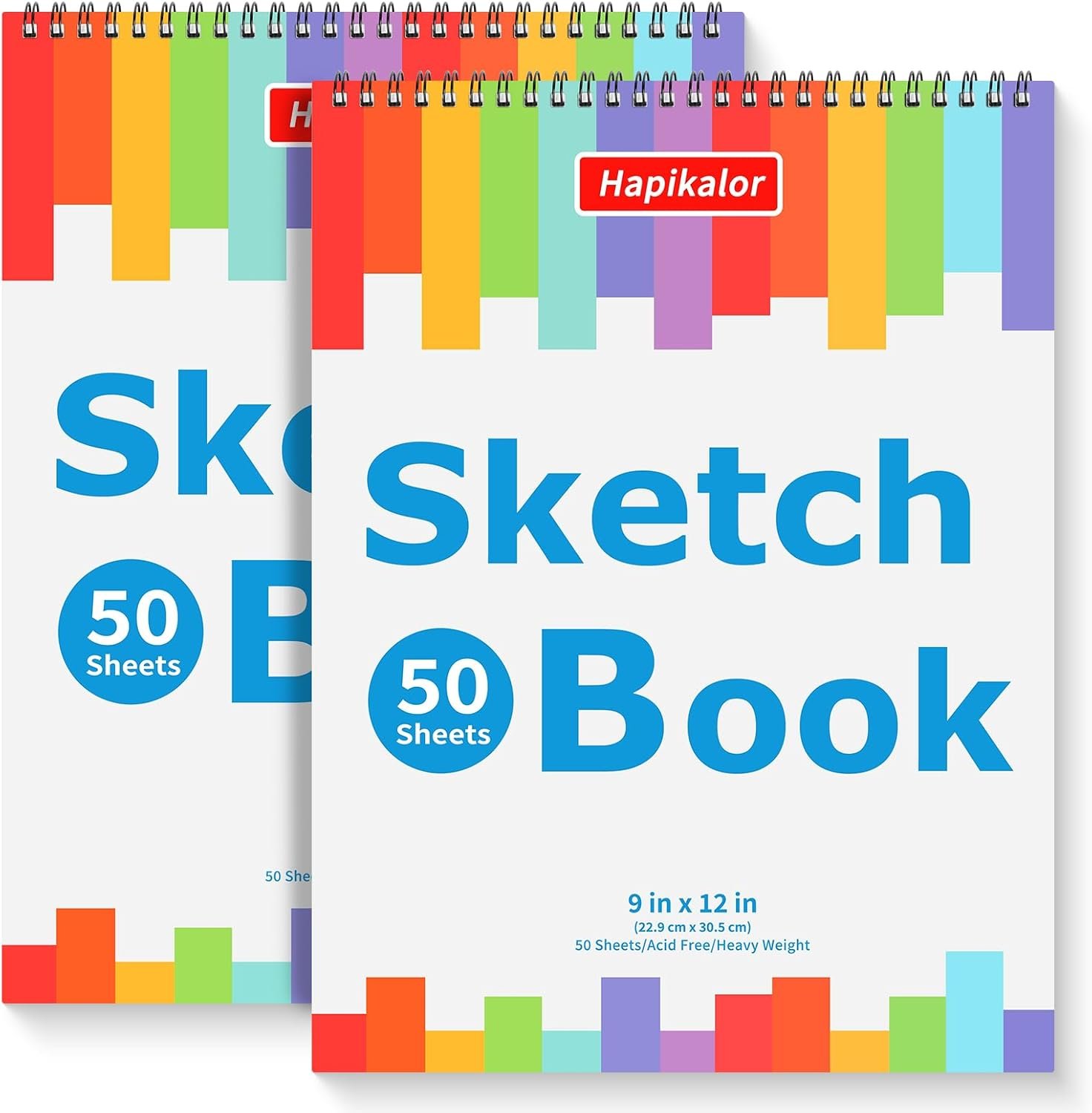 9″ x 12″ Sketch Book, 2-Pack 50 Sheets Spiral Bound Art Sketchbook Notebook | Acid Free Artist Drawing Book Paper, Art Supplies for Adults Kids, Coloring Book, Sketch Paper for Drawing Coloring Sketching