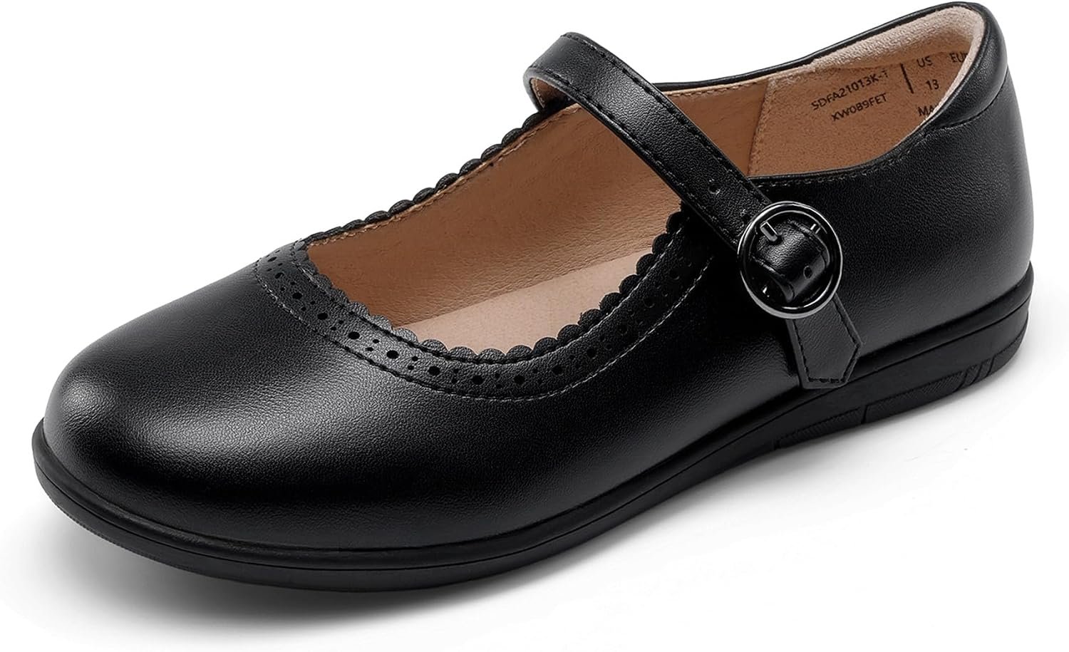 DREAM PAIRS Girls Mary Jane School Uniform Shoes | Girl Buckle Dress Shoes Back-to-school Non-Slip Fatigue-free Flats with Roomy Round Toe for Little Big Kids