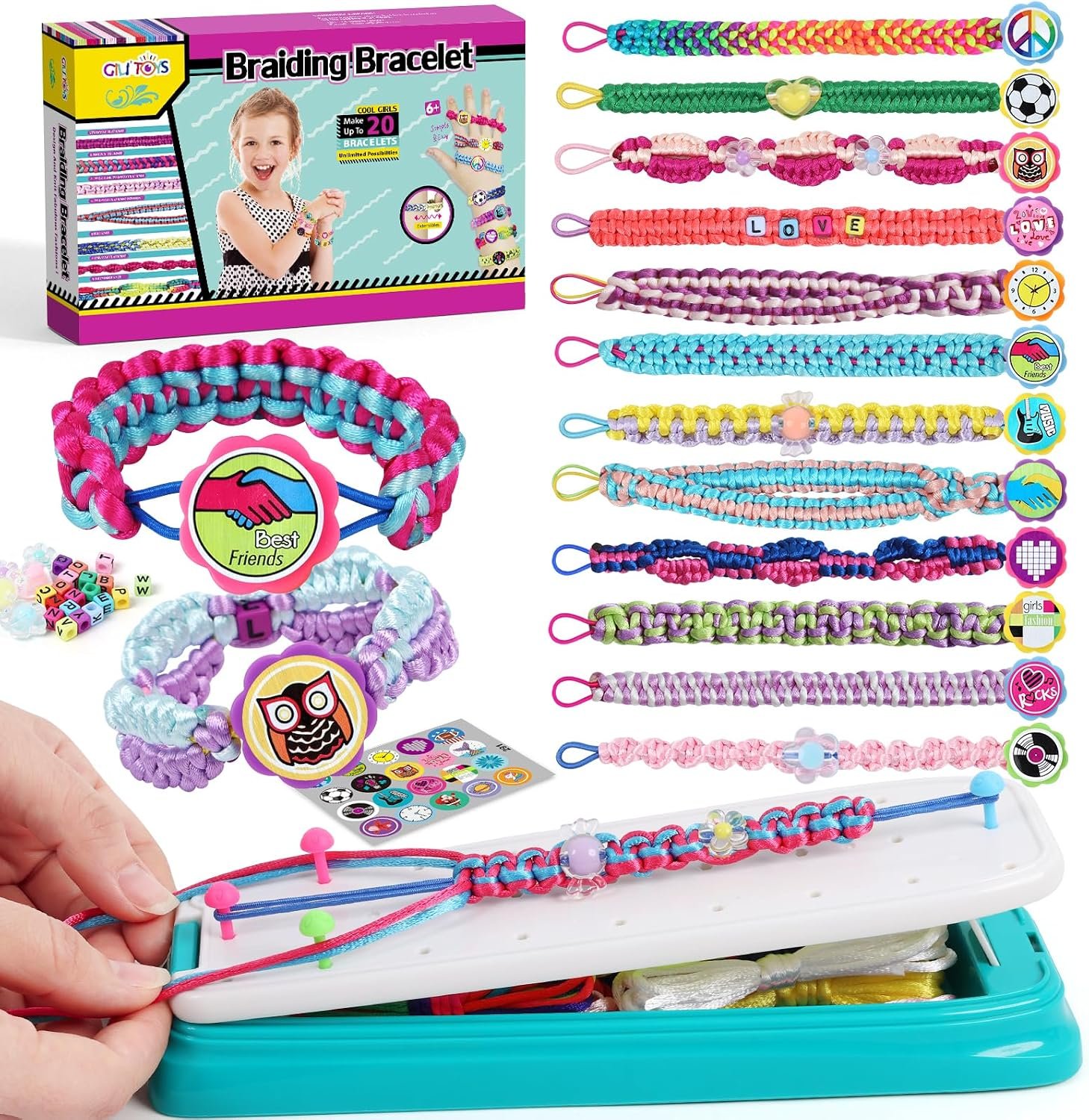 GILI Friendship Bracelet Making Kit – DIY Jewelry Making for Girls Age 8-12 | Makes 20+ Personalized Bracelets with Letter Beads & Loom for DIY Craft, Top Back to School, Birthday Gifts