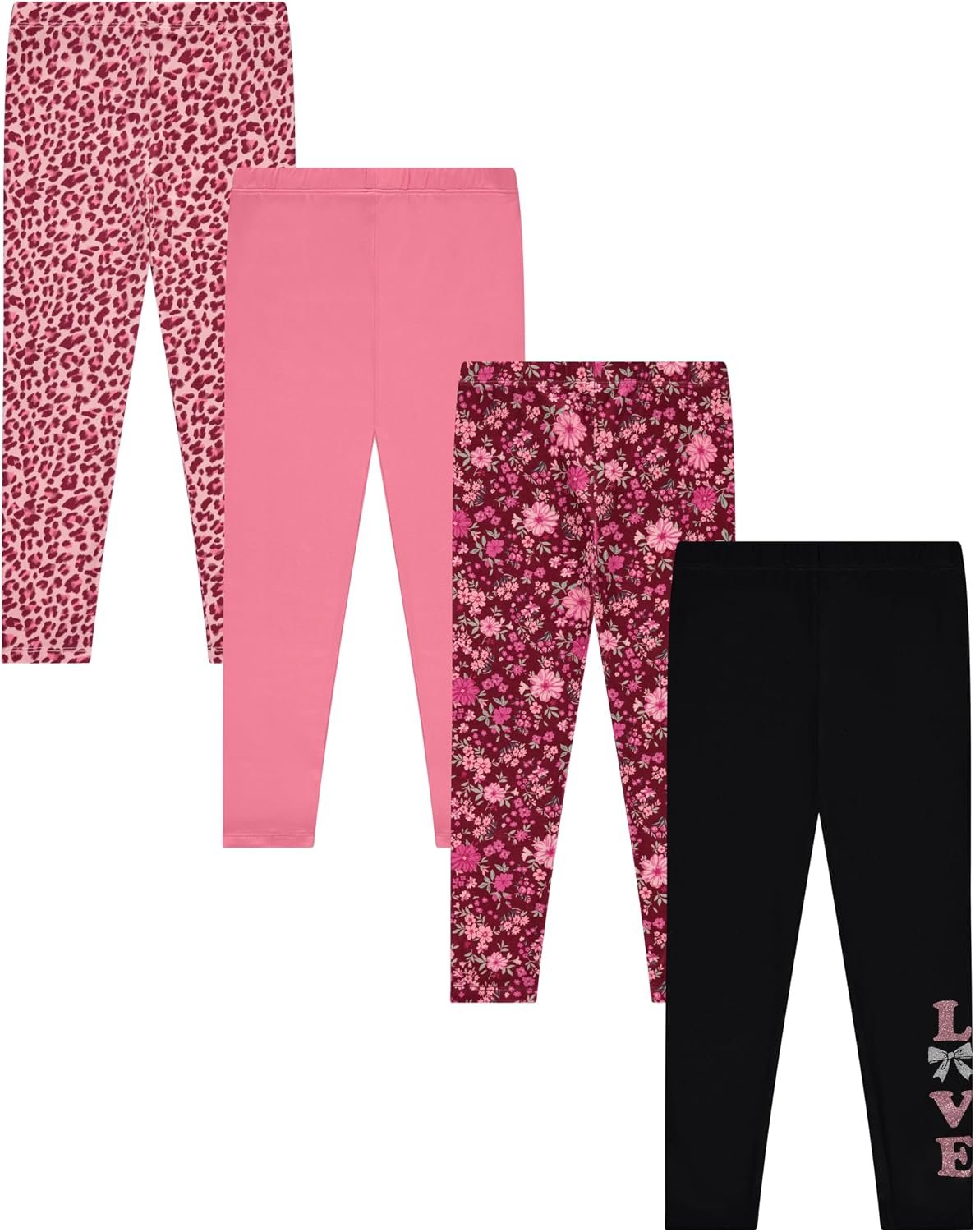 BTween Kids Girls Fall Fashion Stretch Leggings Comfortable Bottoms Set 4 Pack Bundle