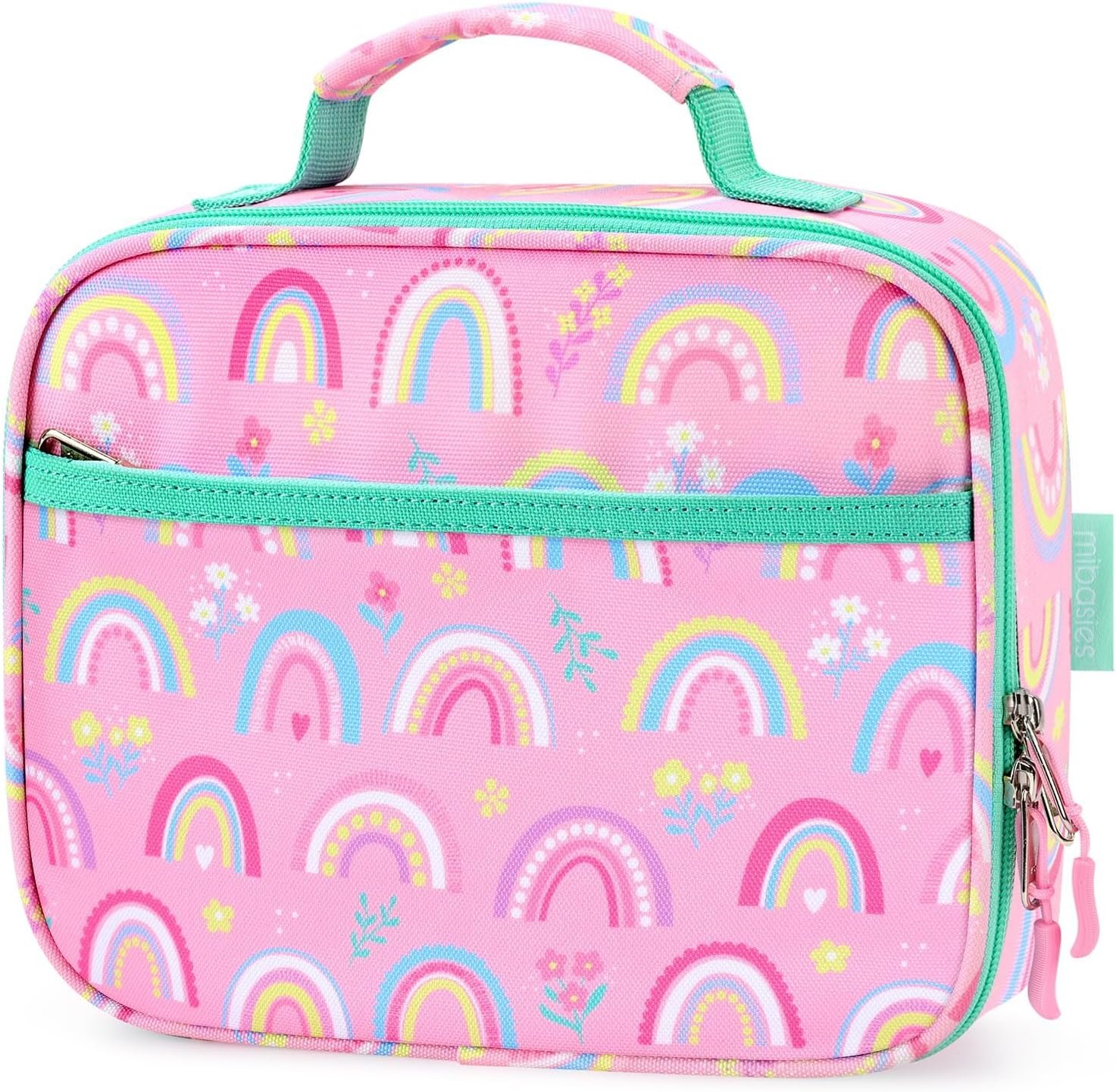 Kids Lunch Box for Girls, Insulated and Reusable Lunch Bag for School Preschool Kindergarten, Pink Rainbow