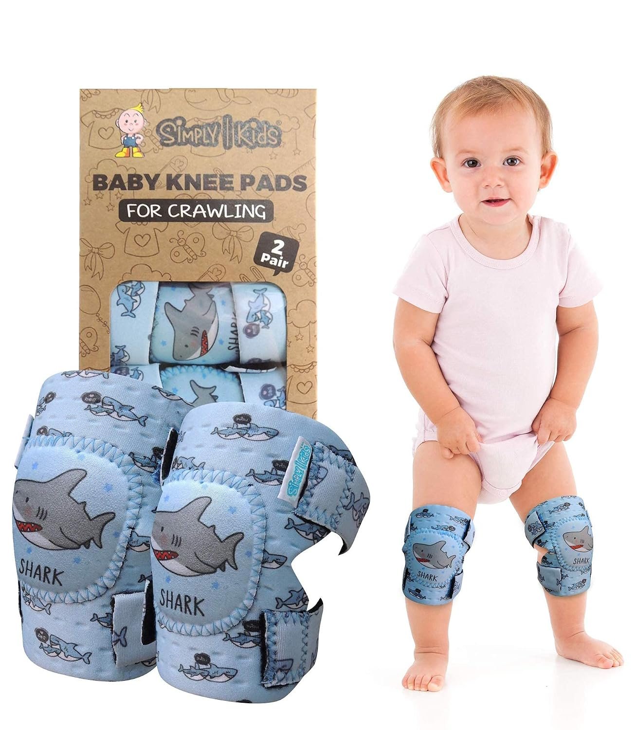 Simply Kids Baby Knee Pads for Crawling (2 Pairs) Rodilleras para Bebe, CPSIA Certified – Infant Knee Protector for Toddler, Girl, Boy, Crawler