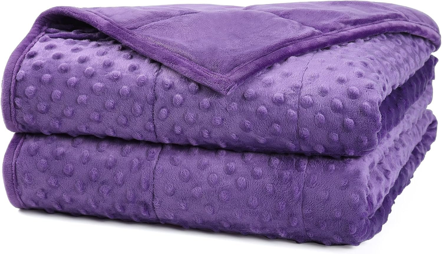 Alomidds Weighted Blanket, Luxury Velvet Weighted Blankets,Warm and Breathable Soft and Comfort Minky, Cute Heavy Blanket with Premium Glass Beads (41″x60″ 7LBS, Purple)