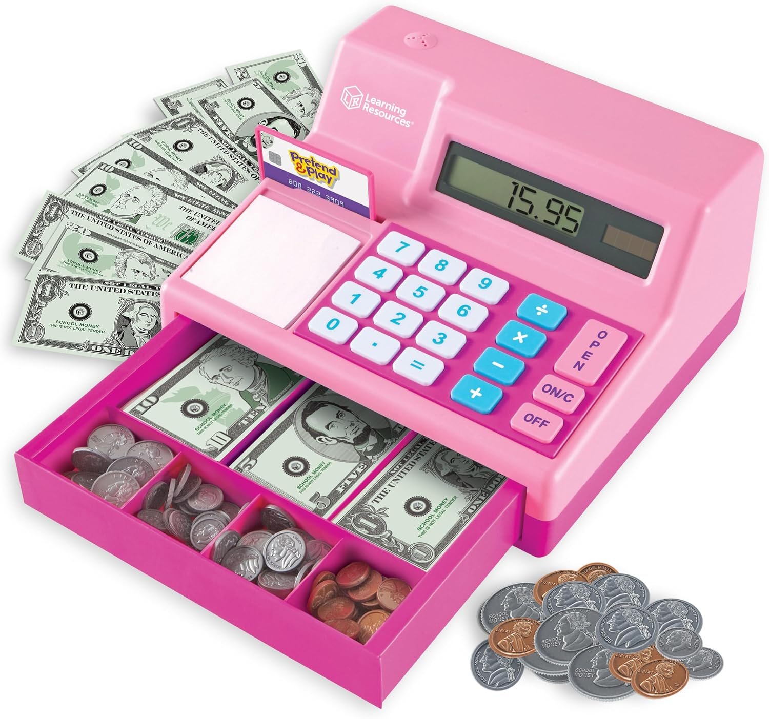 Learning Resources Pretend & Play Calculator Register Toy, Pink