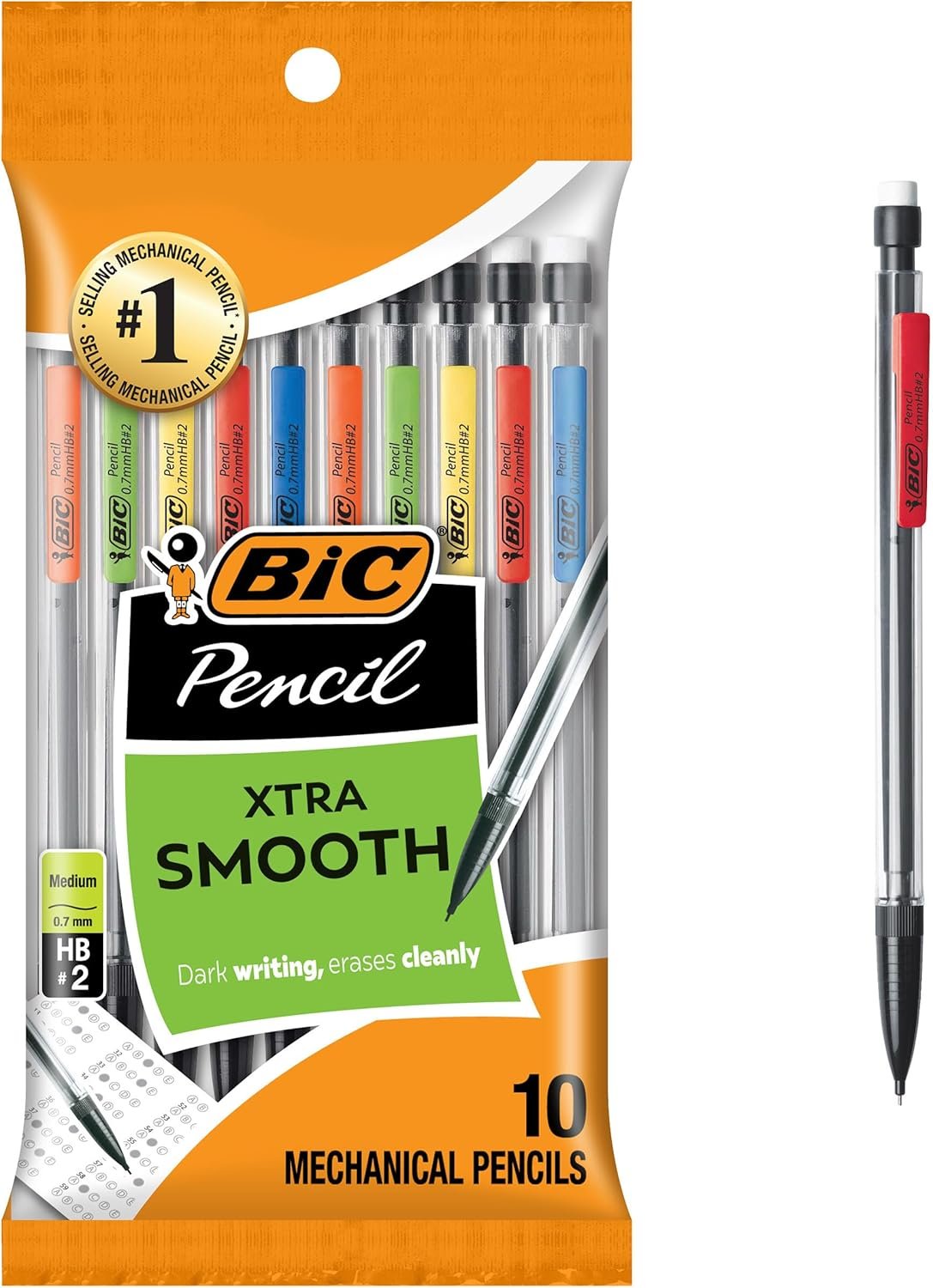 BIC Mechanical Pencils 0.7mm & 0.5mm, #2 EXTRA SMOOTH with Various Color Barrels – Two Assorted Sizes, 80 Pack – Unit | With Erasers, Bulk Use for School or Office Supplies, Clean Erasing, Strong Lead, Ideal for Standardized Tests