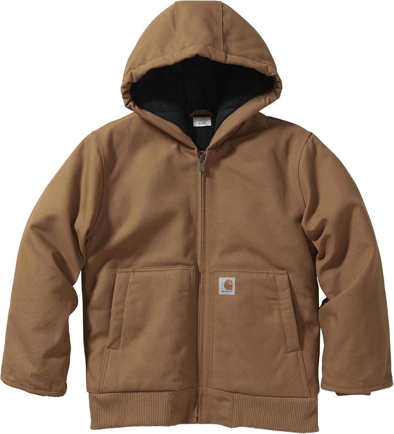 Carhartt Boys’ Flannel-Lined Hooded Canvas Insulated Zip-Up Jacket