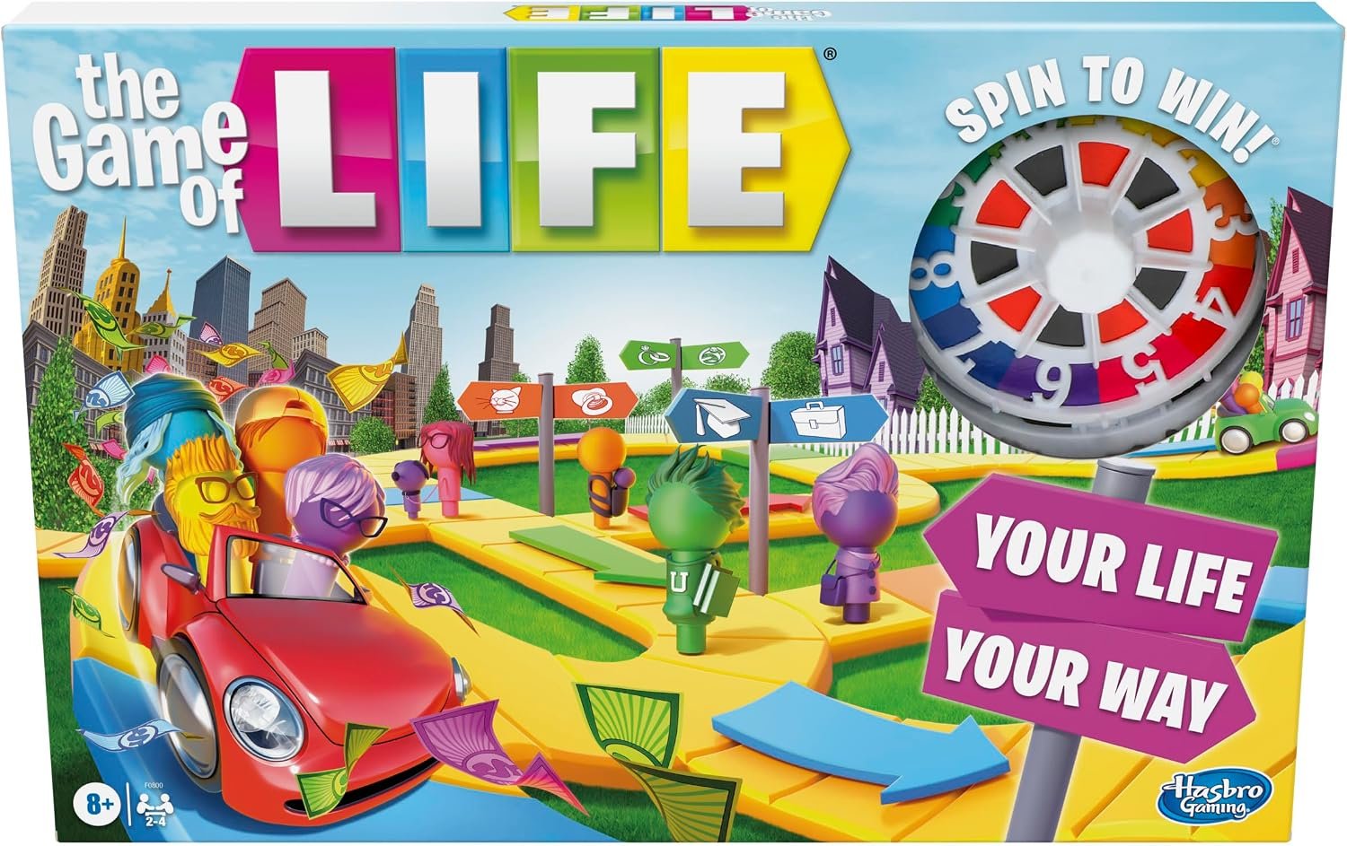 The Game of Life Board Game, Family Games for Kids Ages 8 and Up, Pegs Come in 6 Colors, Family Board Games for 2 to 4 Players