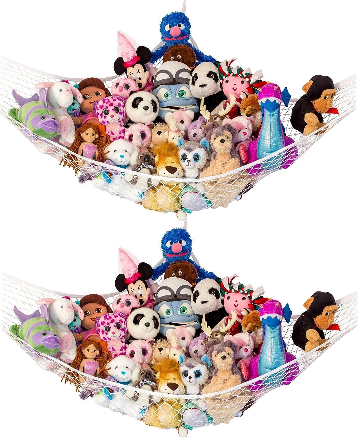 Stuffed Animal Hammock XL 2 Pack | Corner Stuffed Animal Storage & Plushie Net | Extra Large Toy Hammock for Stuffed Animals | Easy Hang, Hardware Included | White Bedroom Decor | by Lilly’s Love
