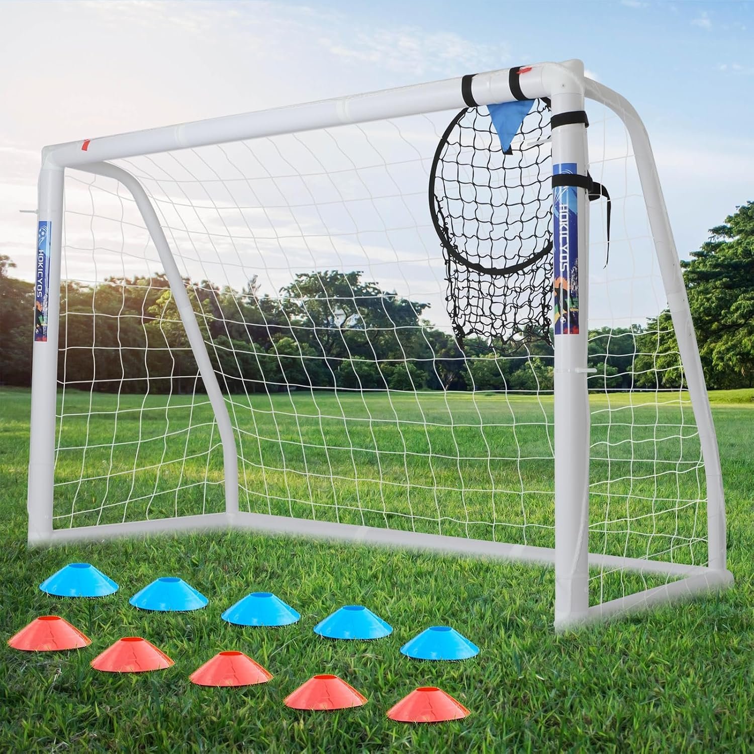 Soccer Goal for Backyard 10×6.5, 8×6 and 6×4 FT Soccer Goals Weatherproof and Portable HPVC Soccer Goal with Soccer Target Net and Carry Bag for Kids and Adults Outdoor’s Practice Training