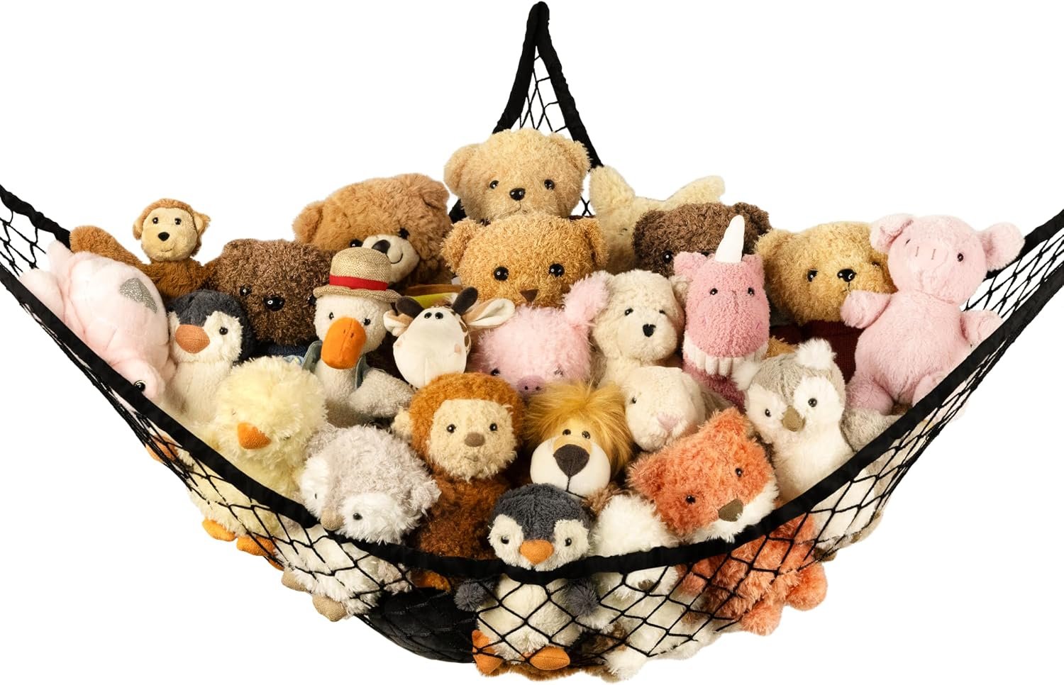 Stuffed Animal Storage Hammock Net Corner – Large Toy Hammock Net for Stuffed Animals Room Decor – Cute Stuff Animal Organizer Holder for Plush Plushie – Kids Baby Nursery Wall Bedroom Home Decor
