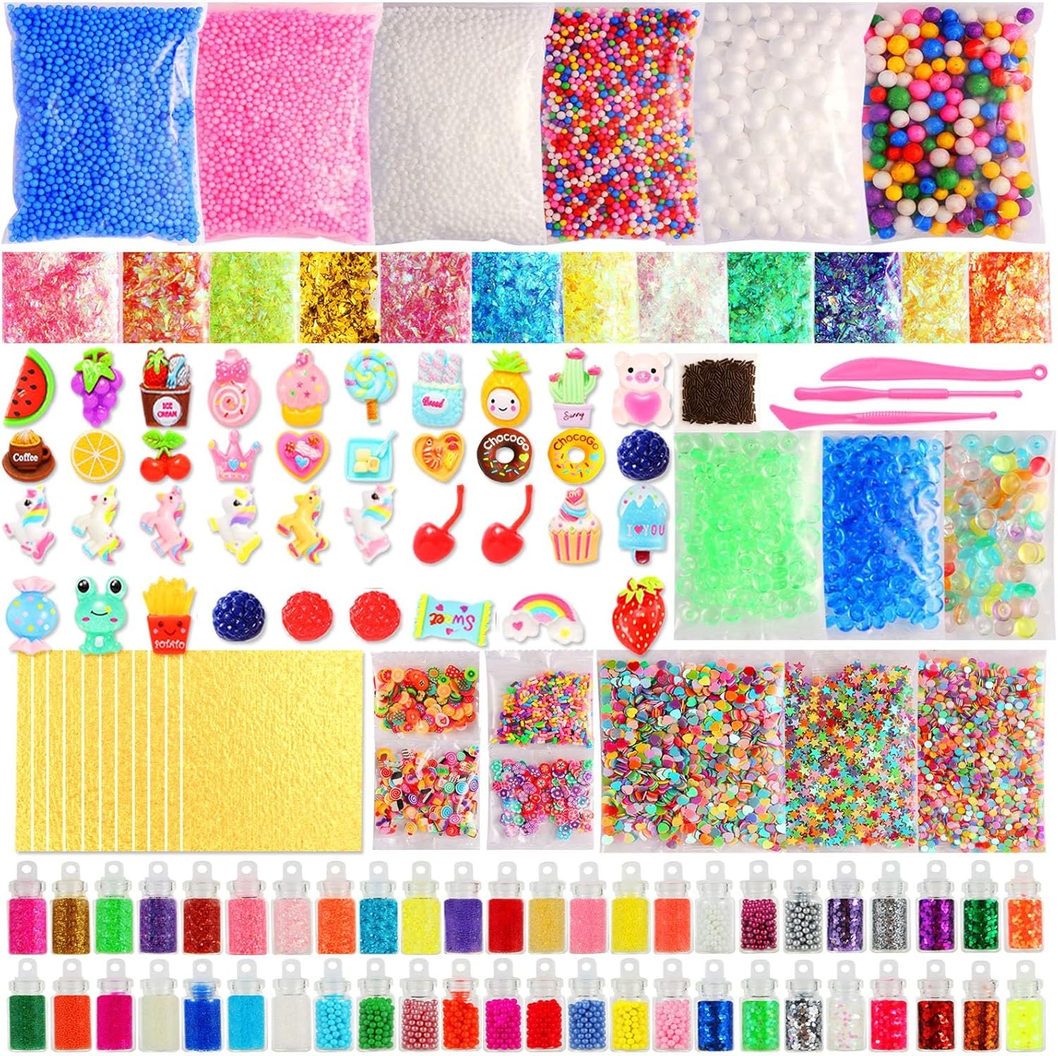 CityActs Slime Accessories Kit for Kids – Slime Mix-Ins Craft Supplies (Charms, Glitter, Foam Balls, Sequins) – DIY Craft Supplies, No Glue Included