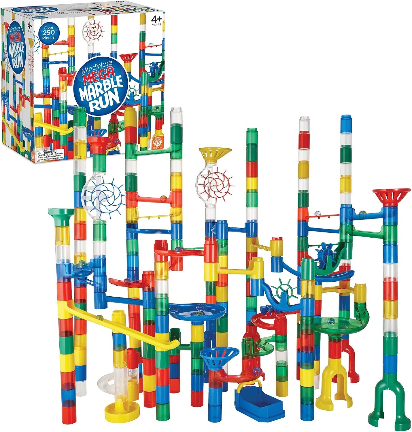 MindWare Mega Marble Run Building Set – 215 Durable Pieces and 40 Marbles – Build, Engineernig and Sceince Toy – Ages 4 and Up