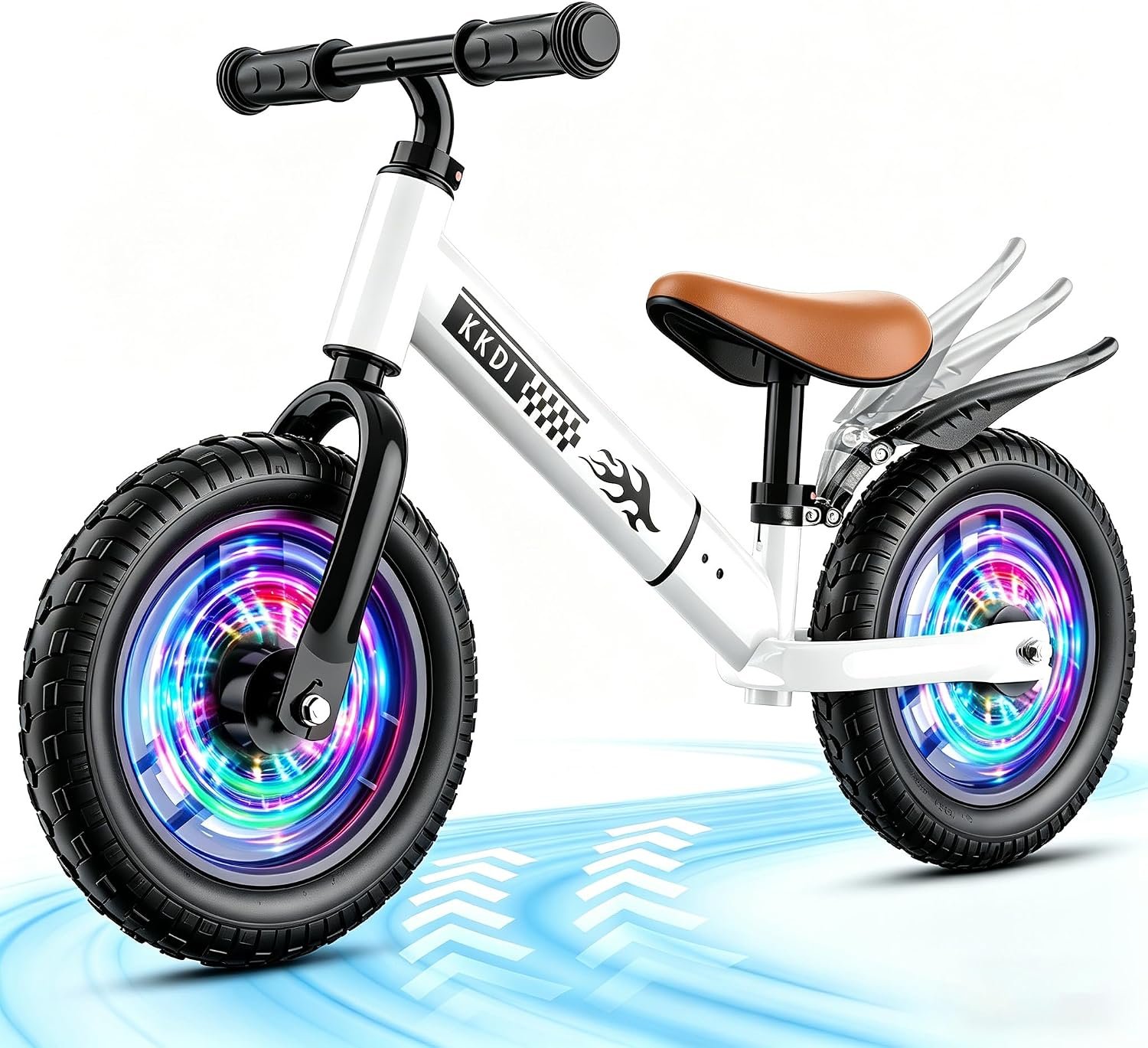 Toddler Balance Bike for 2-5 Year Old,Kids Balance Bike with Fender,Kids Bicycle for 2 3 4 5 Years Old Boy Girl Birthday Christmas Toy Gift,Adjustable Seat/Handlebar,Flat-Free LED Tires,10Min Assembly