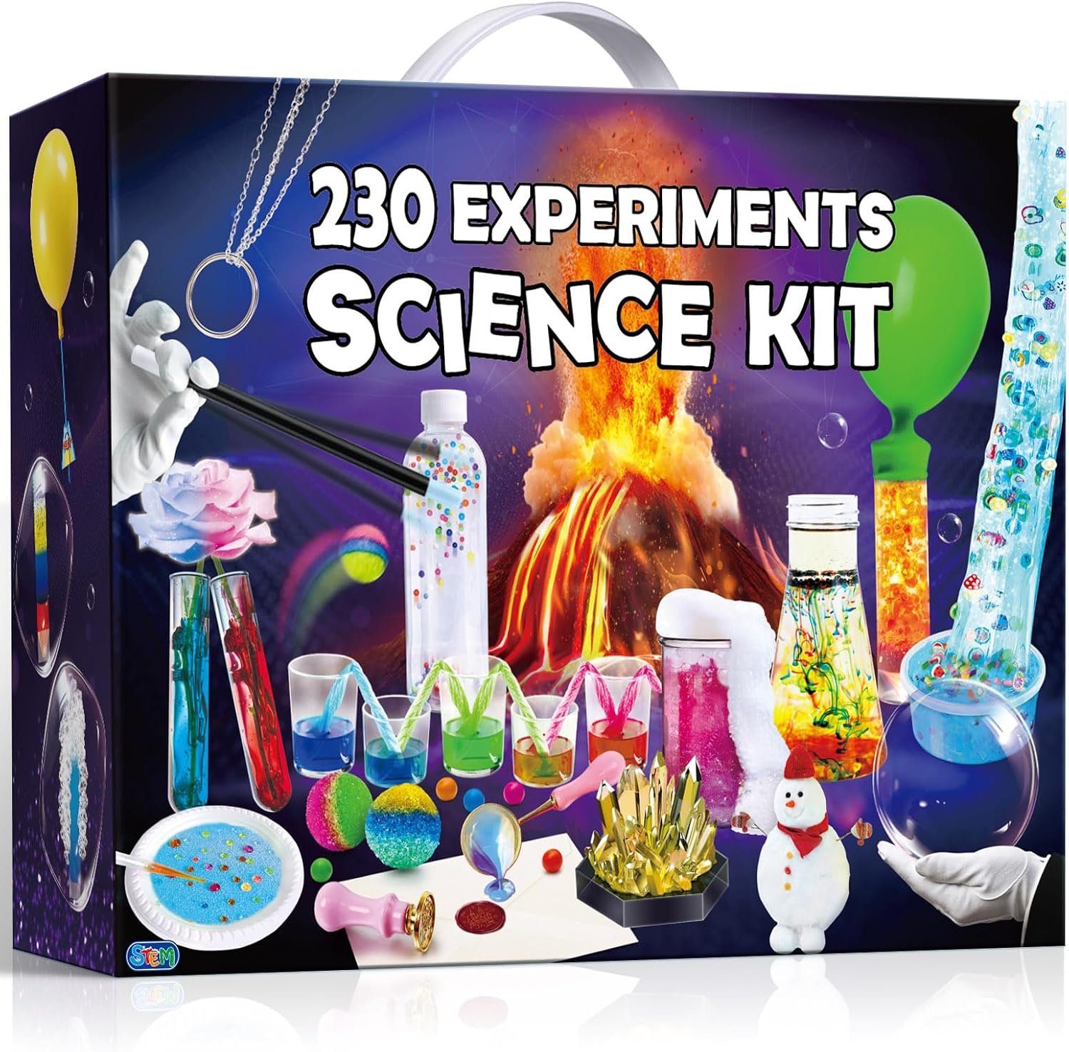 PATIFEED 230 Experiments Science Kit for Kids Chemistry Set | S.T.E.M Toys, Crystal Growing, Physics, Slime, Volcano, Educational Gifts for Boys Girls
