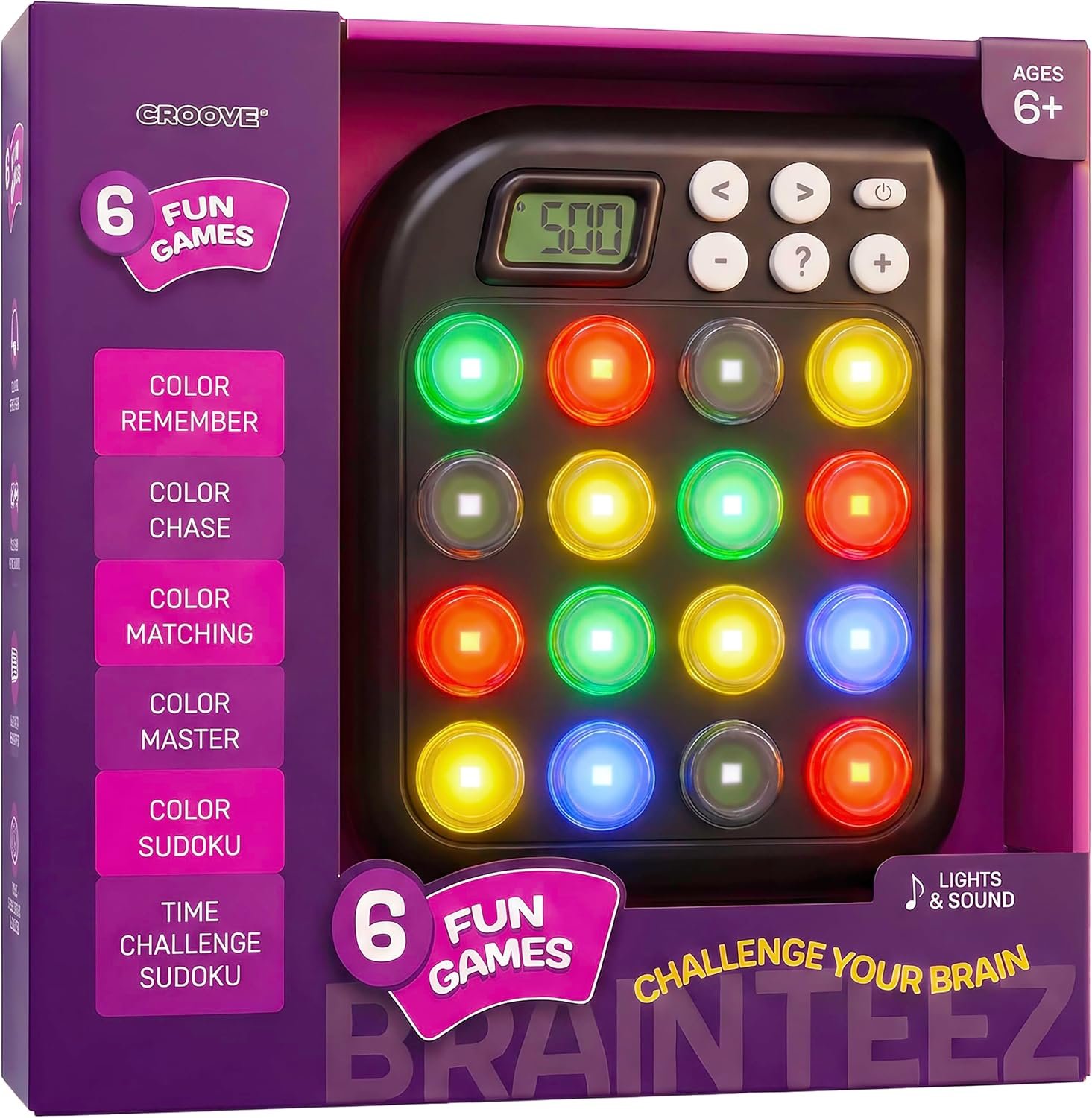 Croove Brain Teasers & Memory Game, 6 Fun Games for Kids, Cool Stocking Stuffers Toys, Best Activities for Boy, Gift Ideas for Boys & Girls Ages 6-8 9 10 11+ Year Old