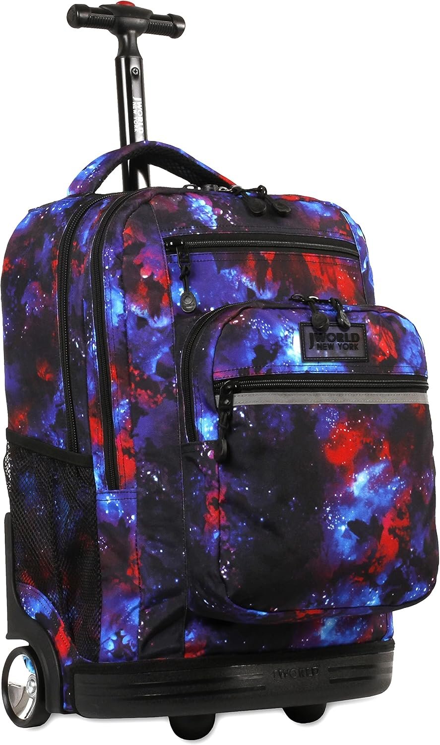 J World Sundance Laptop Rolling Backpack for Girls Boys. Roller Bookbag with Wheels, 20 Inch, Galaxy