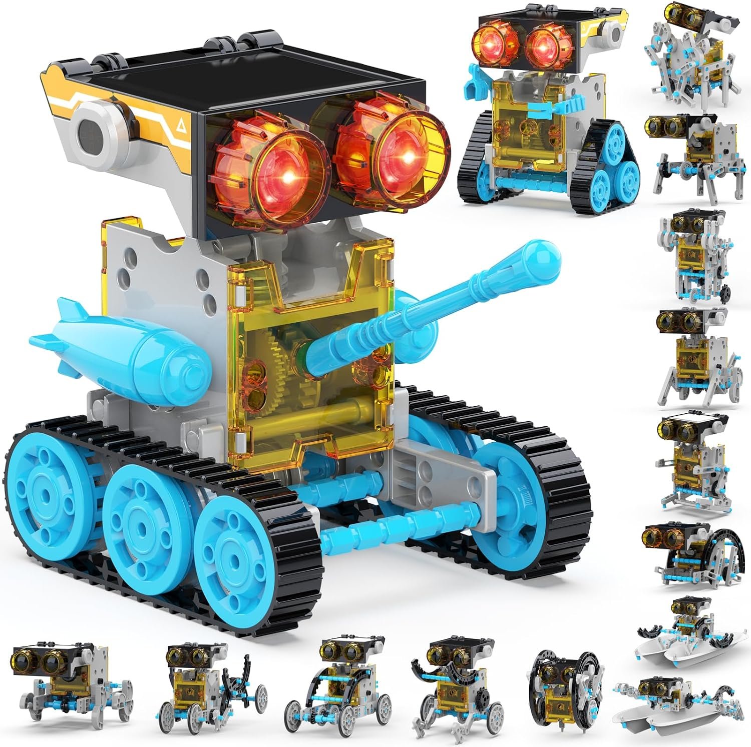Wesfuner 30-in-1 Solar Robot Kit – 243 Pieces, STEM Educational Building Set for Kids Aged 8-12, Science Experiment Gift for Birthdays (Blue)