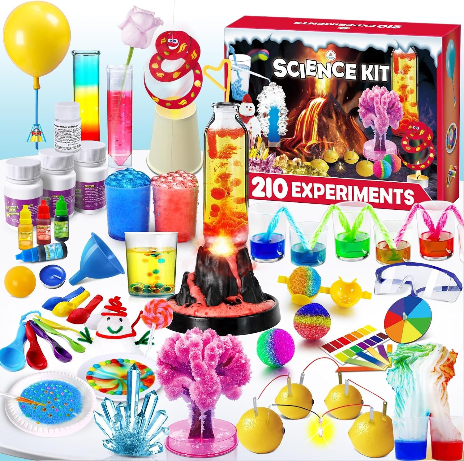 UNGLINGA 210 Experiments Science Kit for Kids Chemistry Set S.T.E.M Toy | Boys Girls Birthday Toys Gifts Idea, Volcano, Growing Crystals,Educational Project