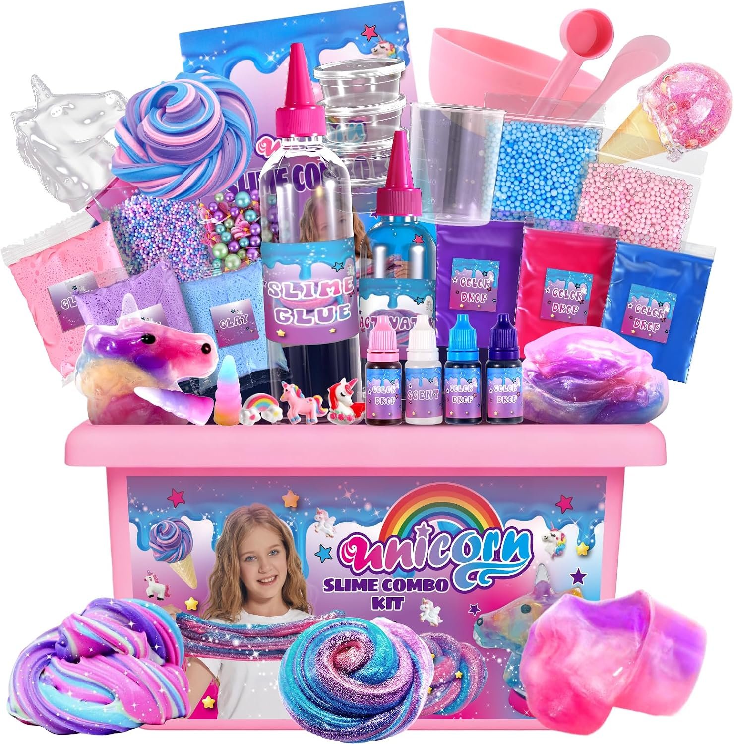 ZOnFRTO Mini Unicorn Slime Kit for Girls – Glimmer Crunchy, Butter, and Galaxy Slime for Kids 6-12 – Party Favors for Children