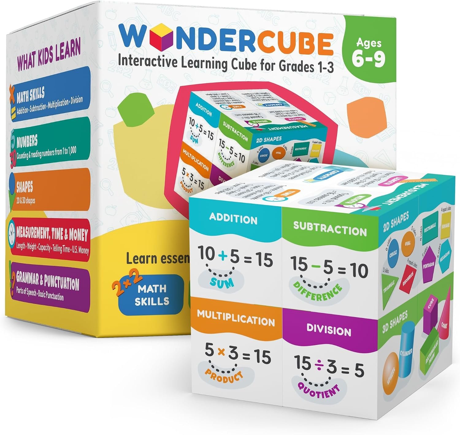 WonderCube – Smart Learning Cube, Math Manipulatives 1st 2nd 3rd 4th Grade, Math Games, Educational Toys for 5+ Year Old, Gift for Boys & Girls Ages 5 6 7 8 9 10