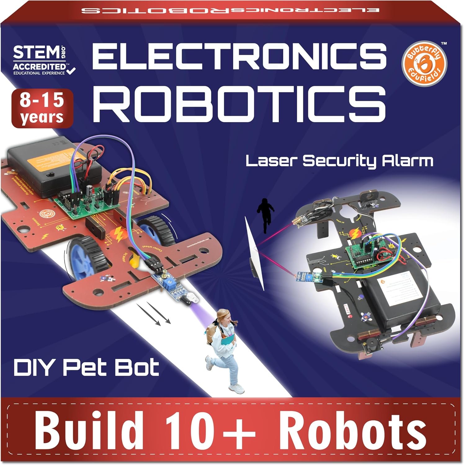 Butterfly EduFields 10in1 STEM Electronics Robotics Kit for Kids Ages 8-12 | Engineering Science Kit | Robot Building Projects | Educational Electronics Toy | STEM Learning for Boys & Girls