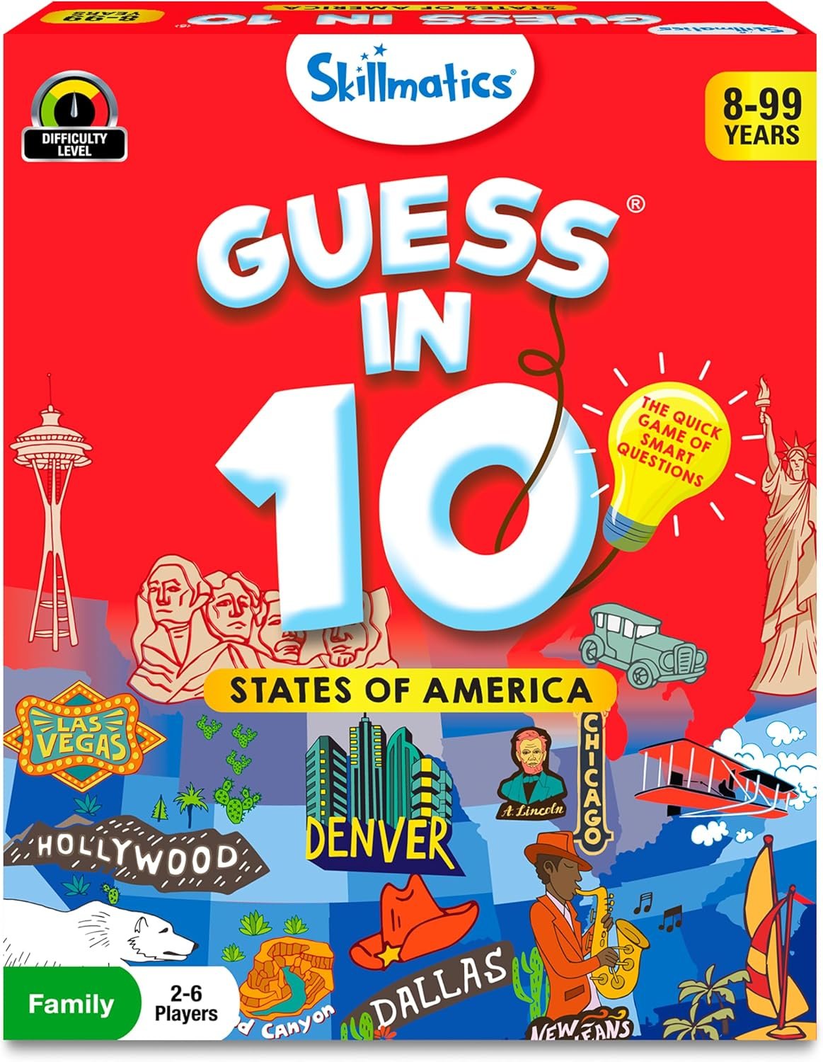 Skillmatics Guess in 10 – States of America, Educational Travel Card Game | Educational Travel Card Game for Ages 8 and Up, Boys, Girls, and Kids Who Love Board Games, Geography and History