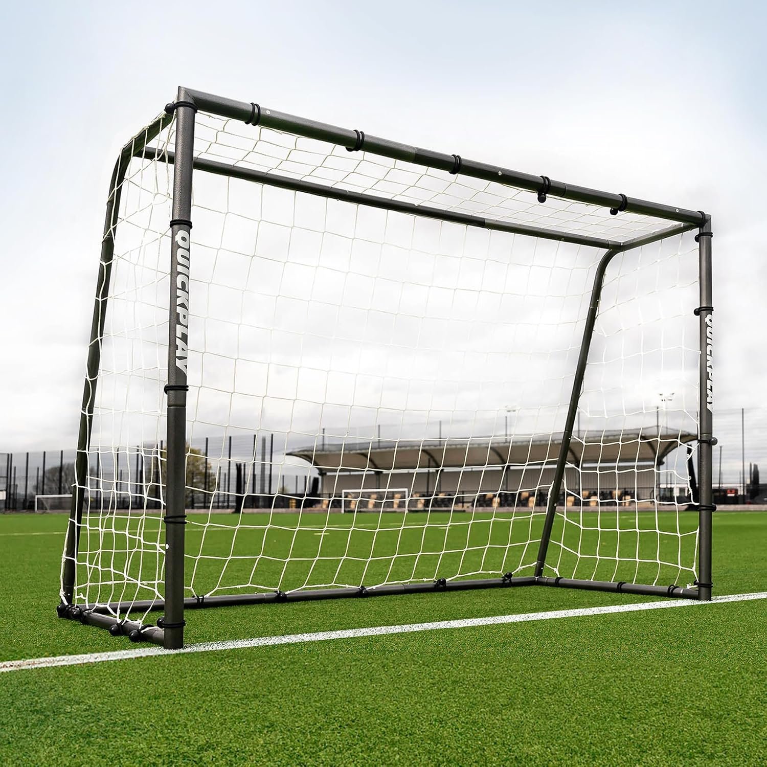 QuickPlay GS Galvanized Steel Soccer Goal – Heavy-Duty, Metal Goals | Galvanized steel frame, Rust-resistant & all-weather, Deep knotless net, Regulation Sizes, Backyard & Outdoor